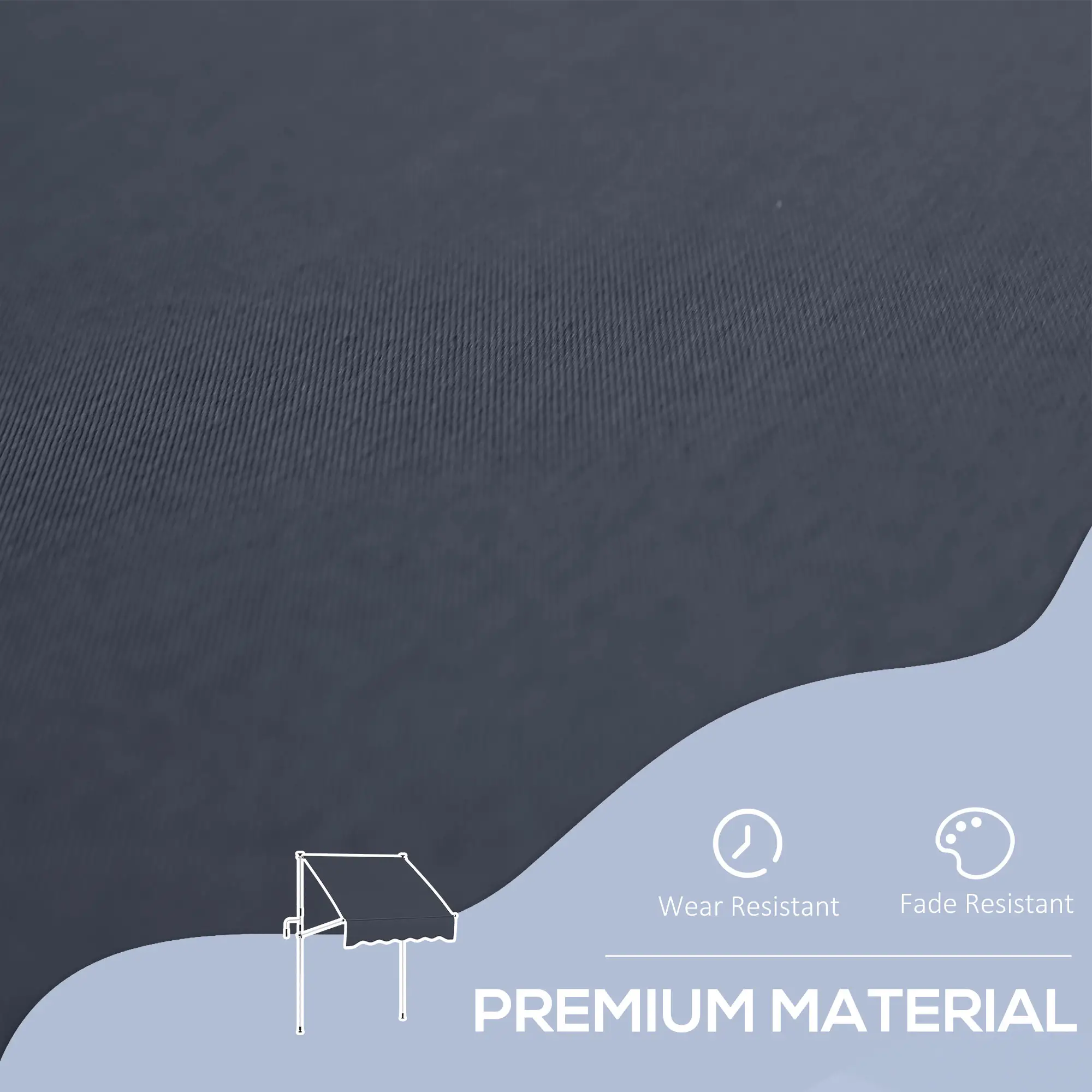 6.6'x5' Manual Retractable Patio Awning, Water Resistant, Black - Image 5