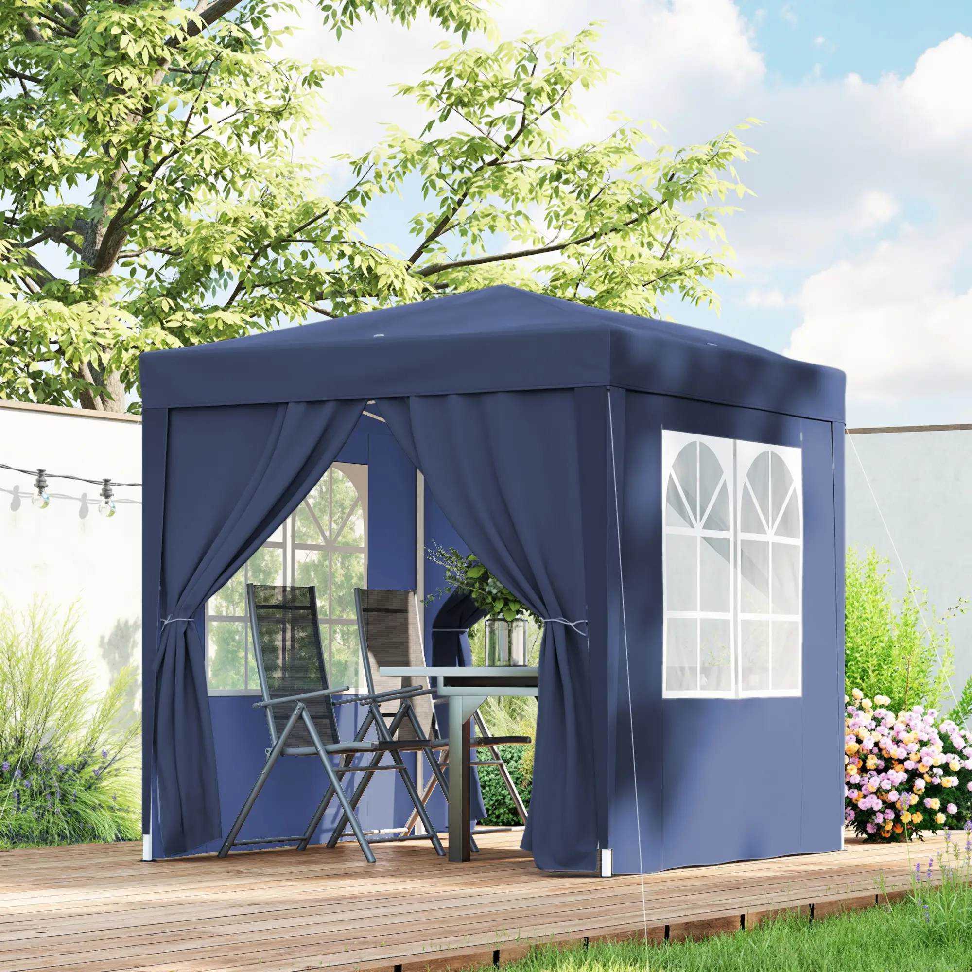 6.6'x6.6' Pop Up Canopy Tent, With Sidewalls And Carry Bag, Blue - Image 8