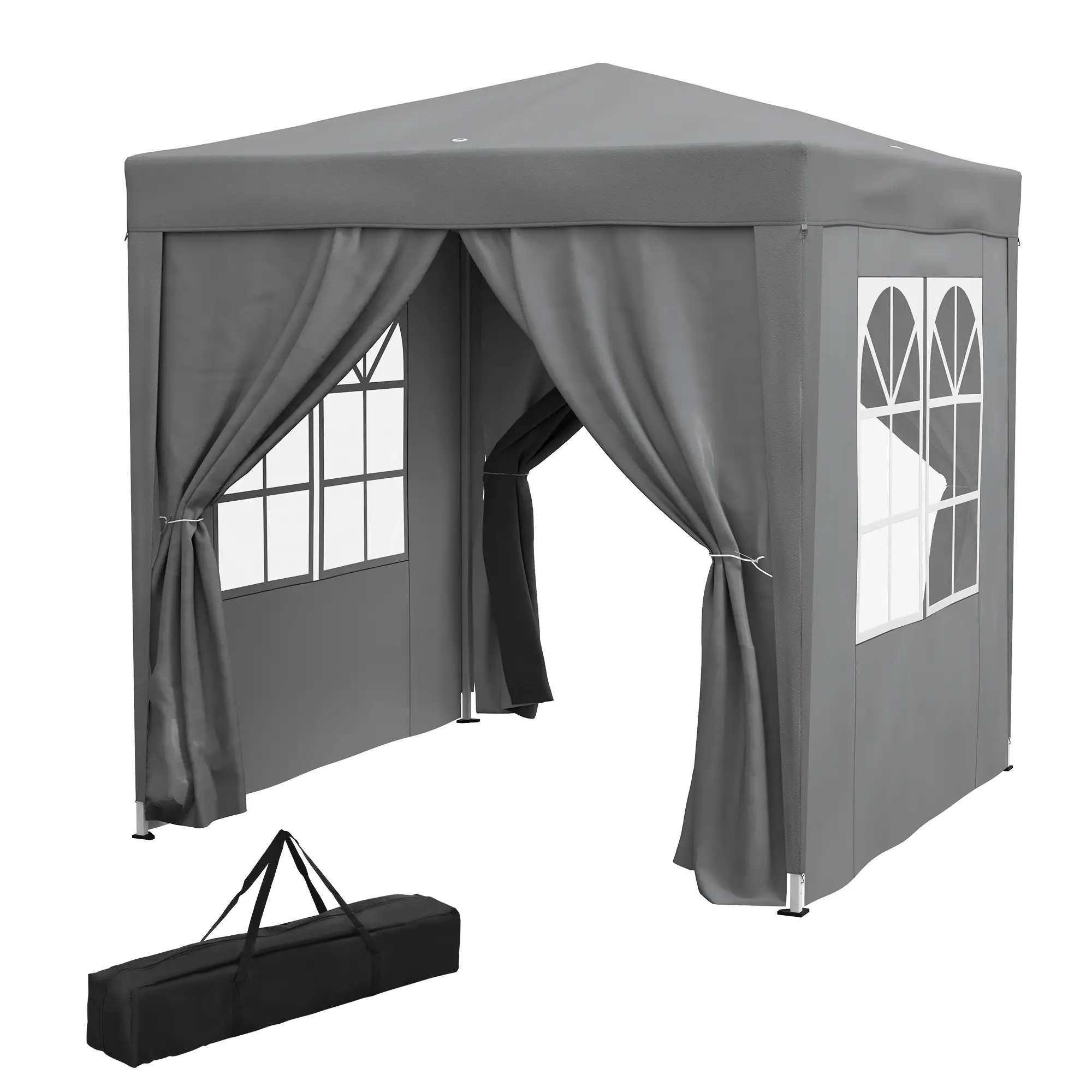 6.6'x6.6' Pop Up Canopy Tent, Instant Sun Shelter With Carry Bag, Grey