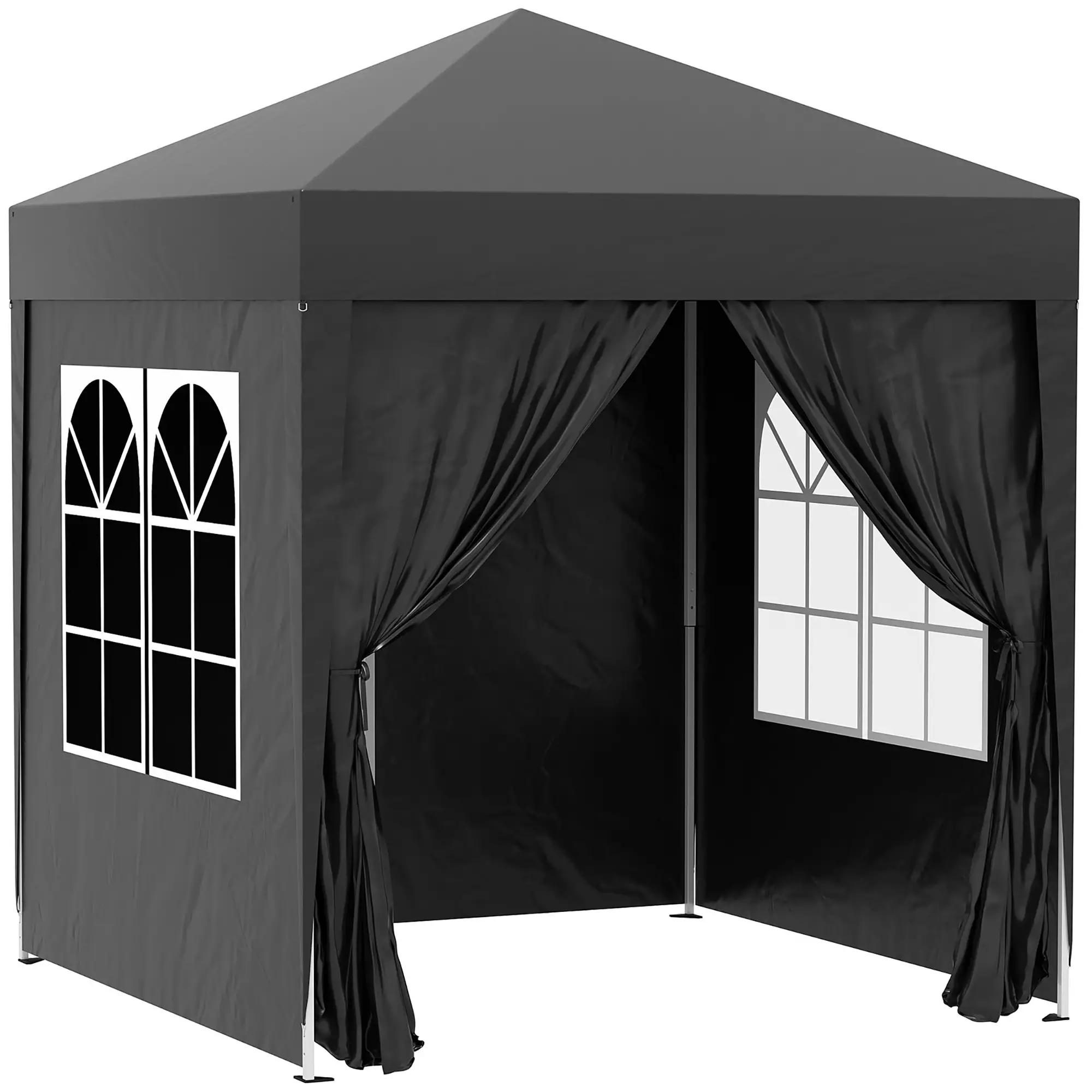 6.6'x6.6' Pop Up Canopy Tent, Instant Sun Shelter, Black - Image 11