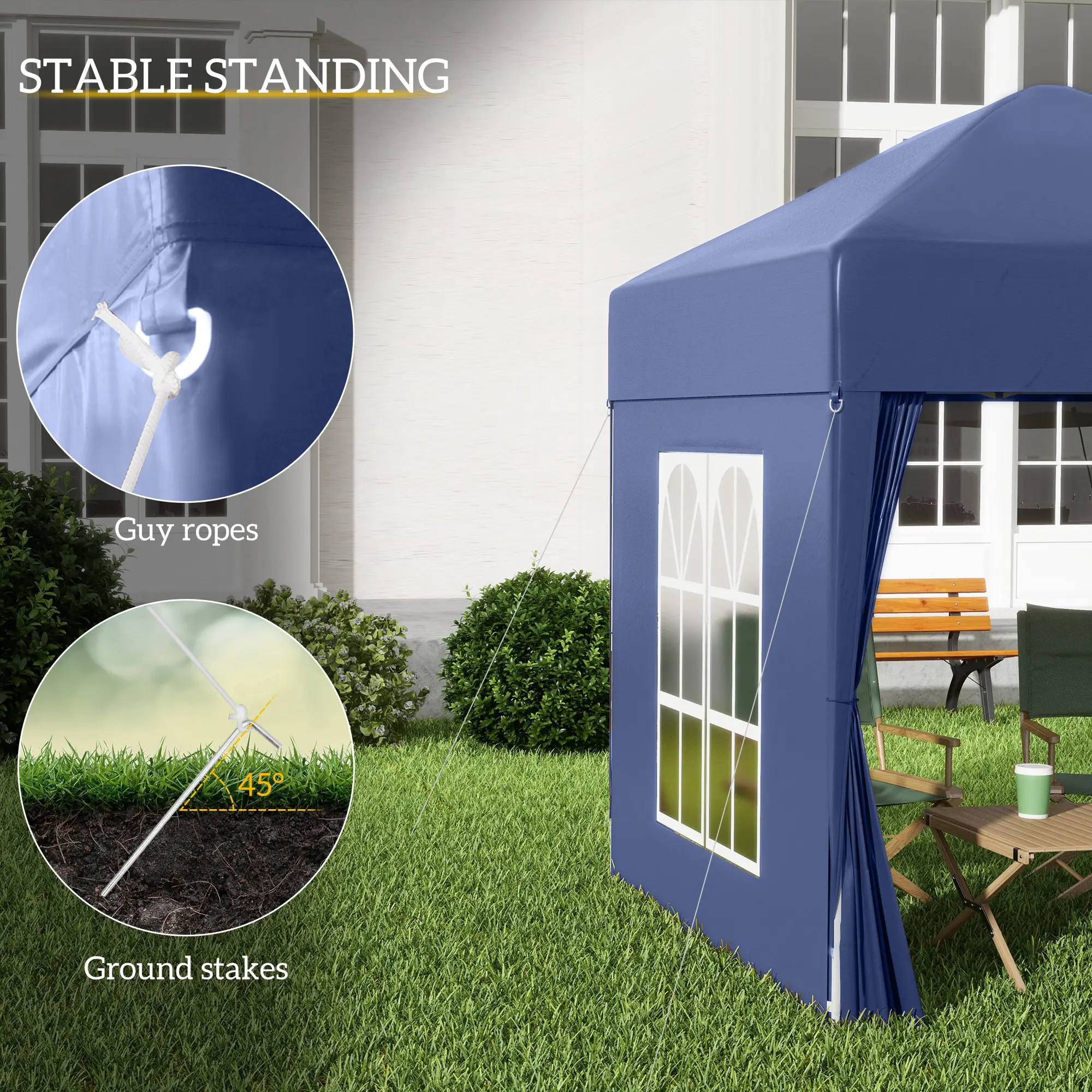 6.6'x6.6' Pop Up Canopy Tent, Instant Sun Shelter, Blue - Image 6