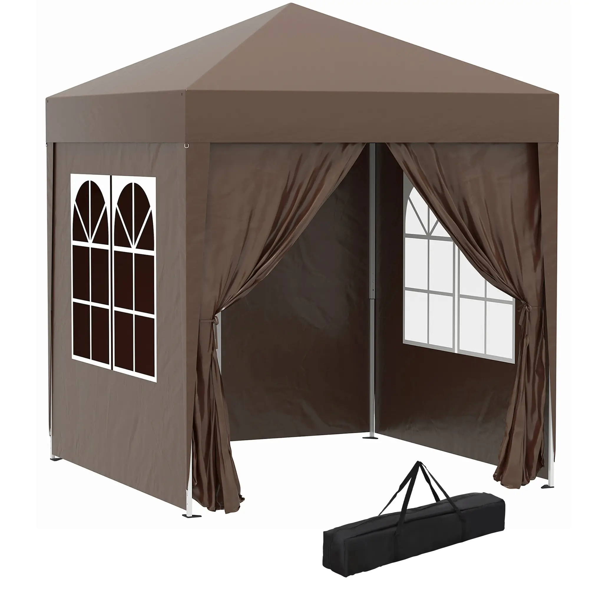 6.6'x6.6' Pop Up Canopy Tent, Instant Sun Shelter, Brown