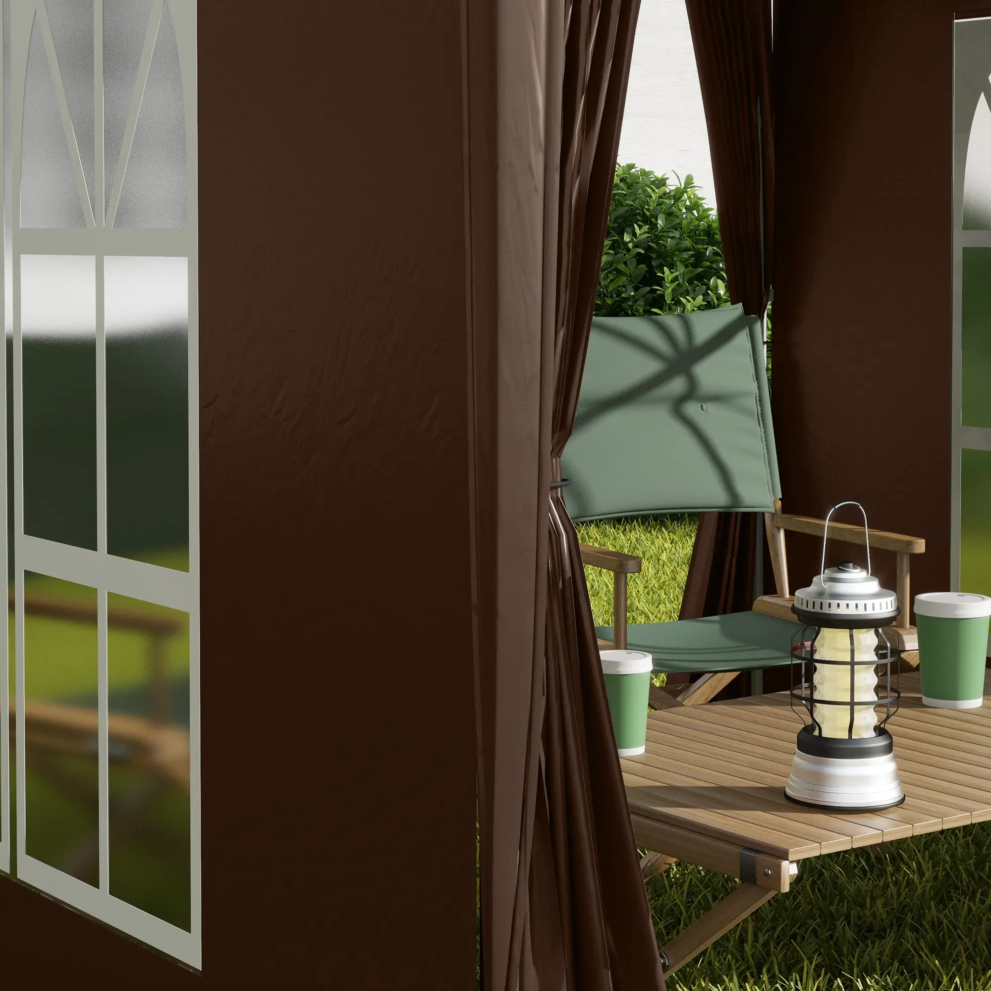 6.6'x6.6' Pop Up Canopy Tent, Instant Sun Shelter, Brown - Image 10