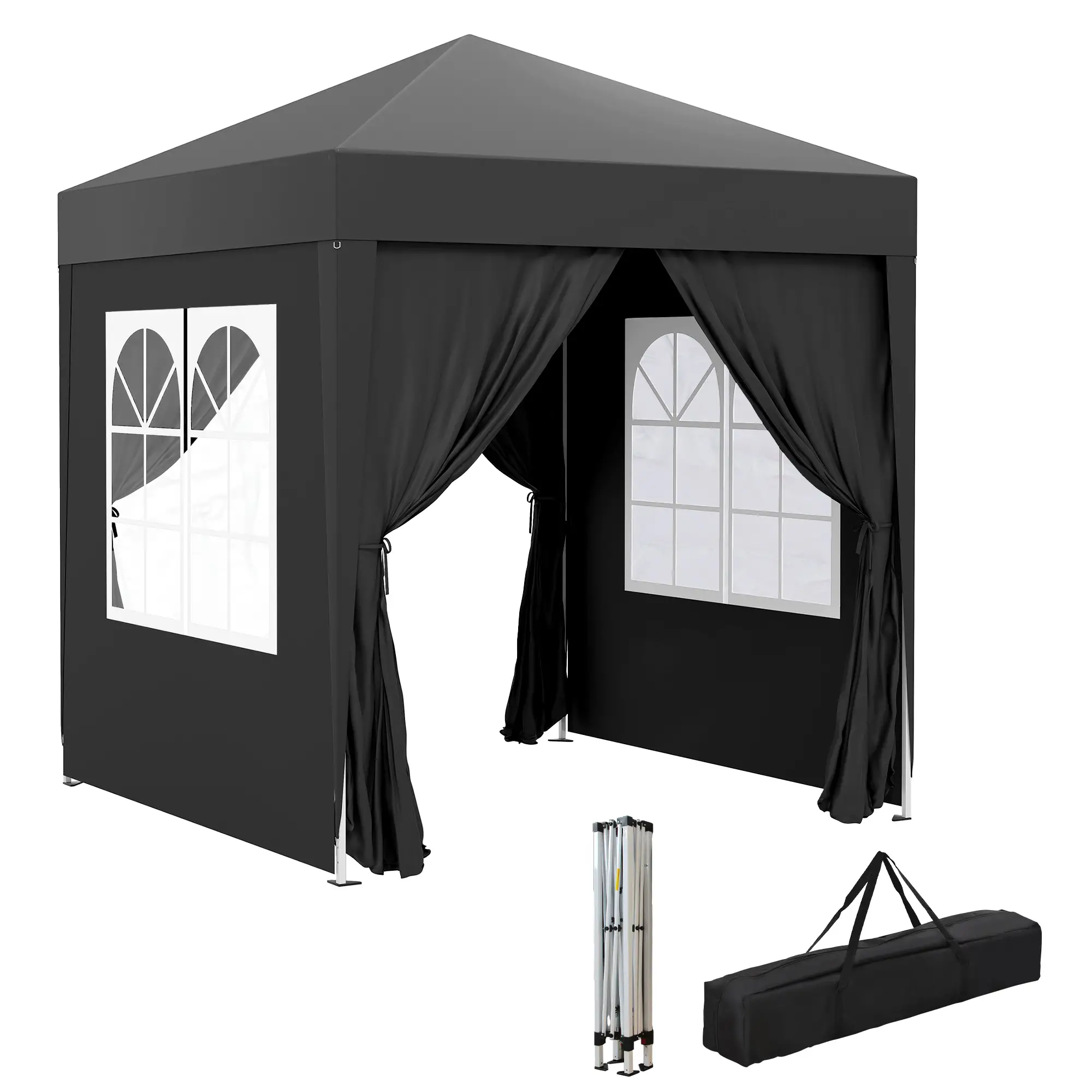 6.6'x6.6' Pop Up Canopy Tent, Instant Sun Shelter Gazebo, Black - Image 11