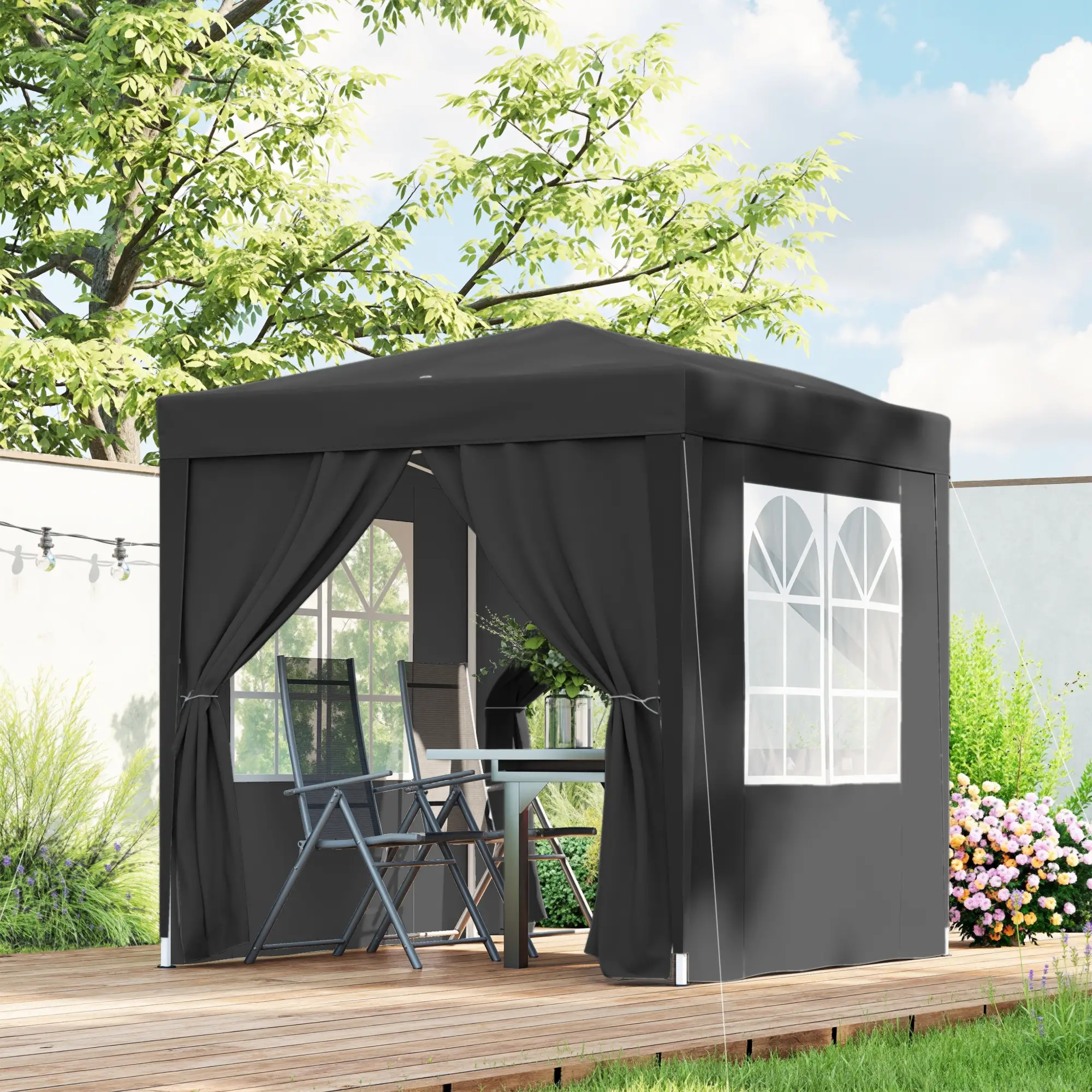 6.6'x6.6' Pop Up Canopy Tent, Instant Sun Shelter Gazebo, Black - Image 8