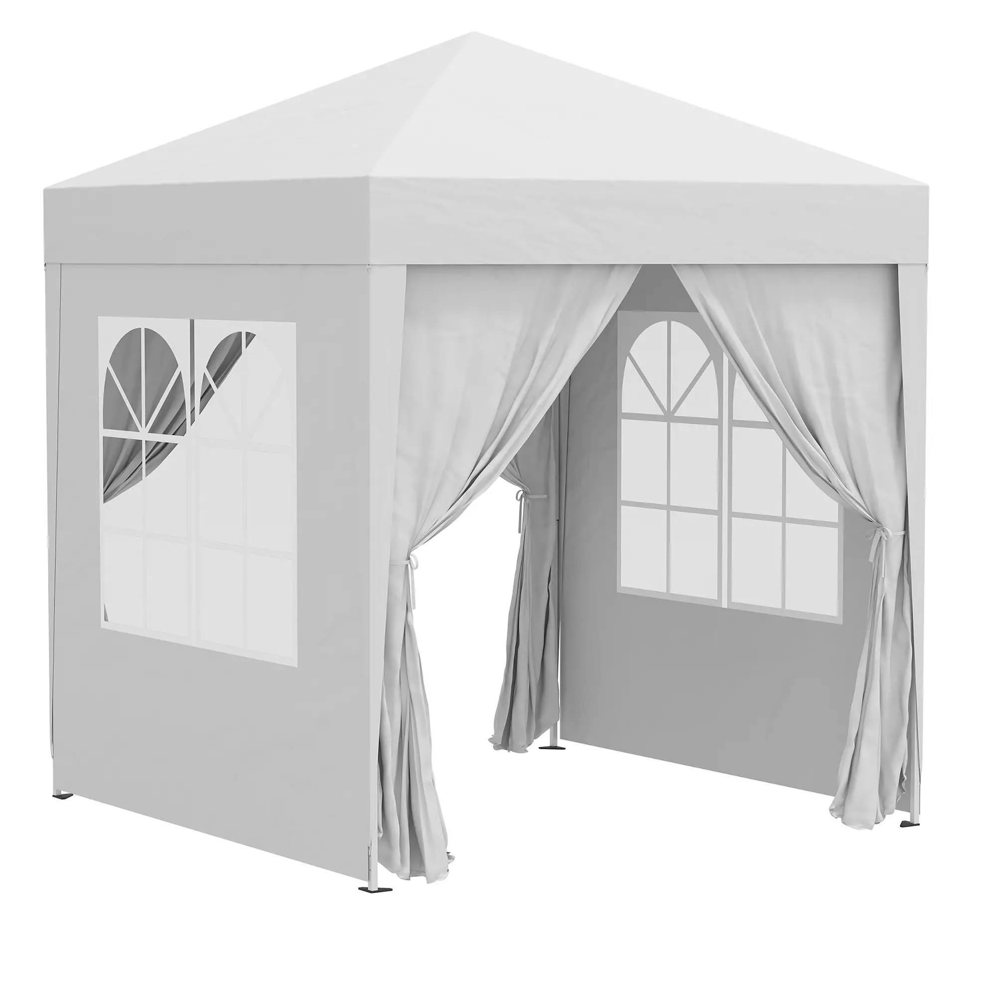 6.6'x6.6' Pop Up Canopy Tent, Instant Sun Shelter, White - Image 11