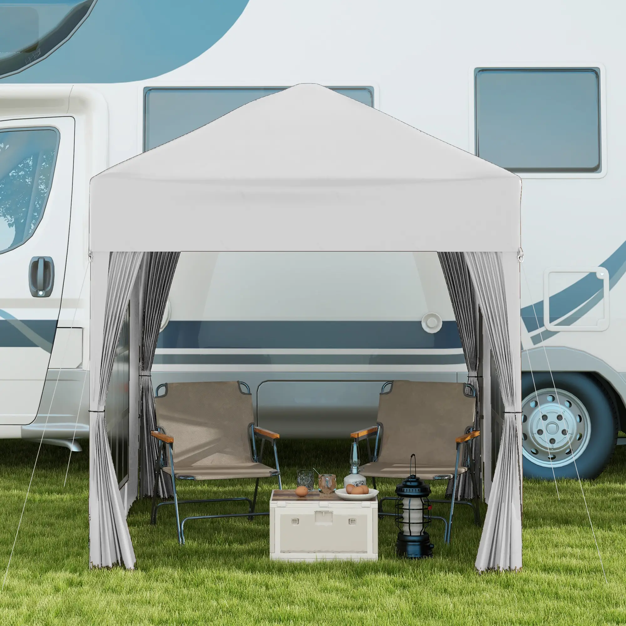 6.6'x6.6' Pop Up Canopy Tent, Instant Sun Shelter, White - Image 9