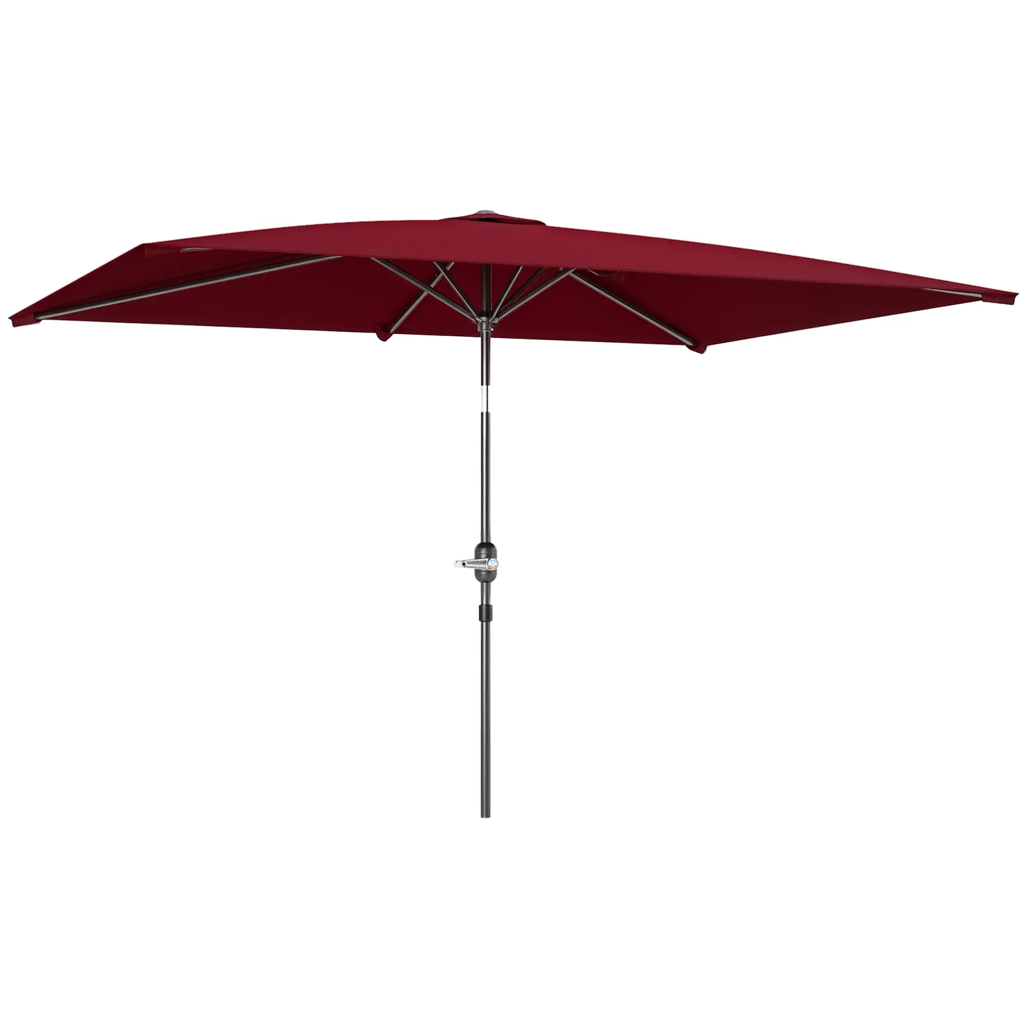 6.6x9.6ft Rectangle Aluminum Tilt Patio Umbrella, Outdoor Sunshade, Wine Red - Image 11