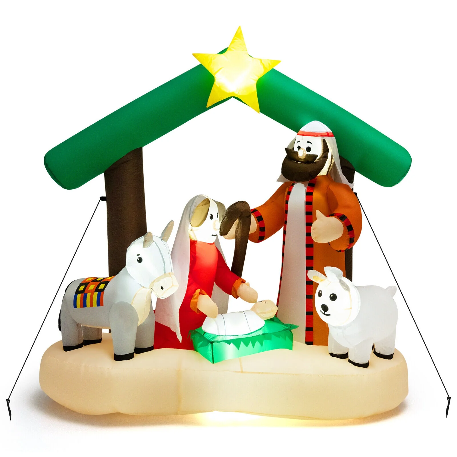 6.7 Feet Inflatable Nativity Scene, LED Lights, Multicolor