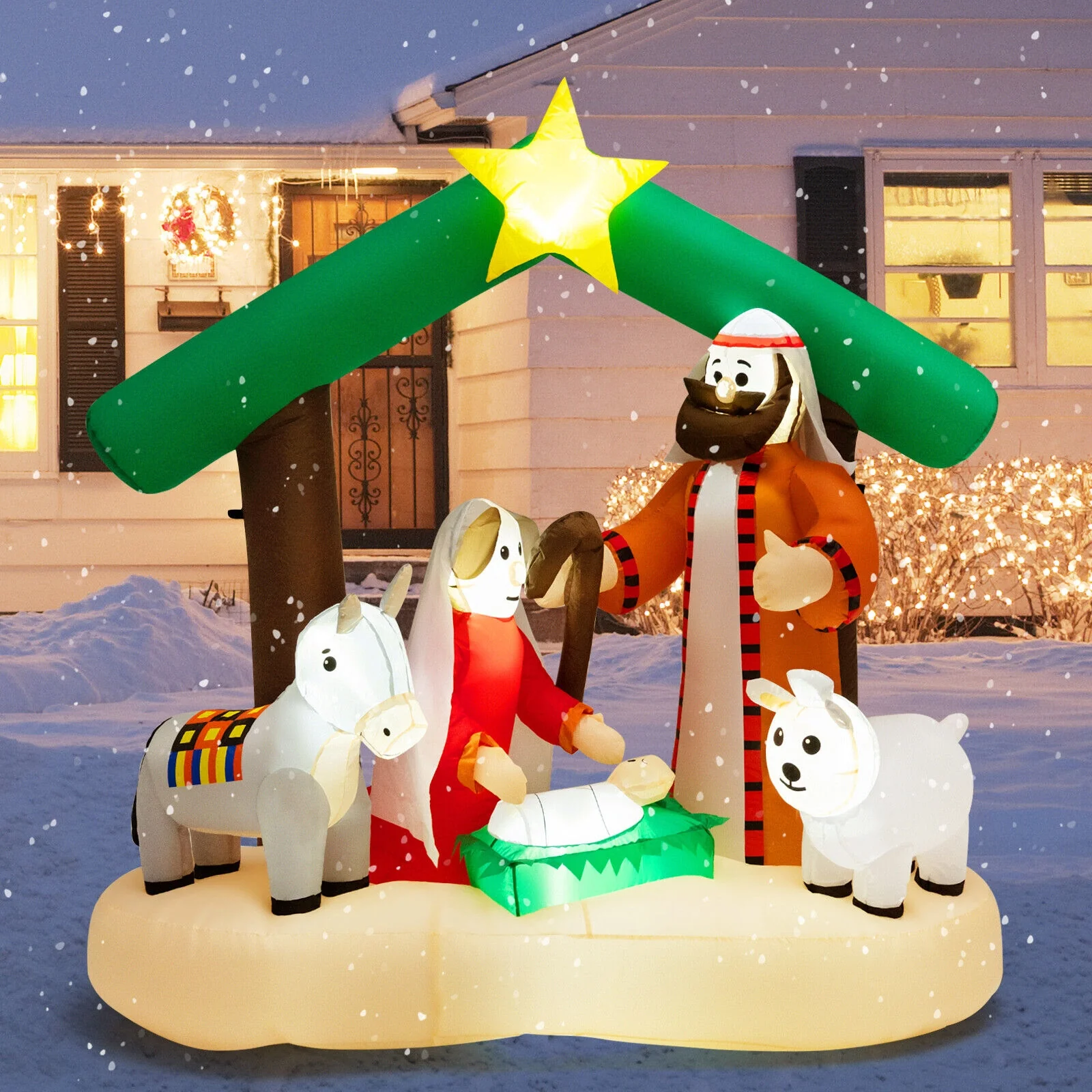 6.7 Feet Inflatable Nativity Scene, LED Lights, Multicolor - Image 7