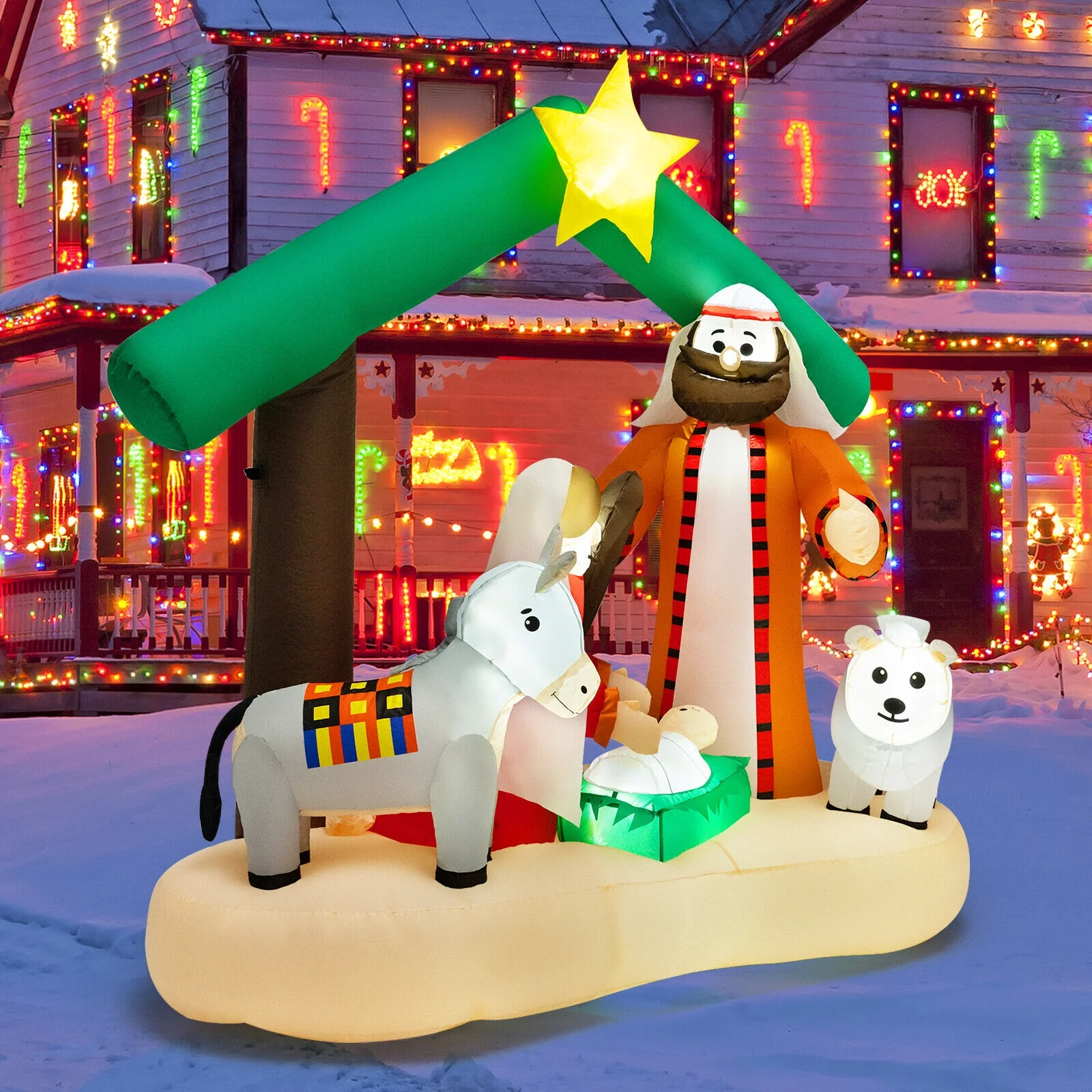 6.7 Feet Inflatable Nativity Scene, LED Lights, Multicolor - Image 8