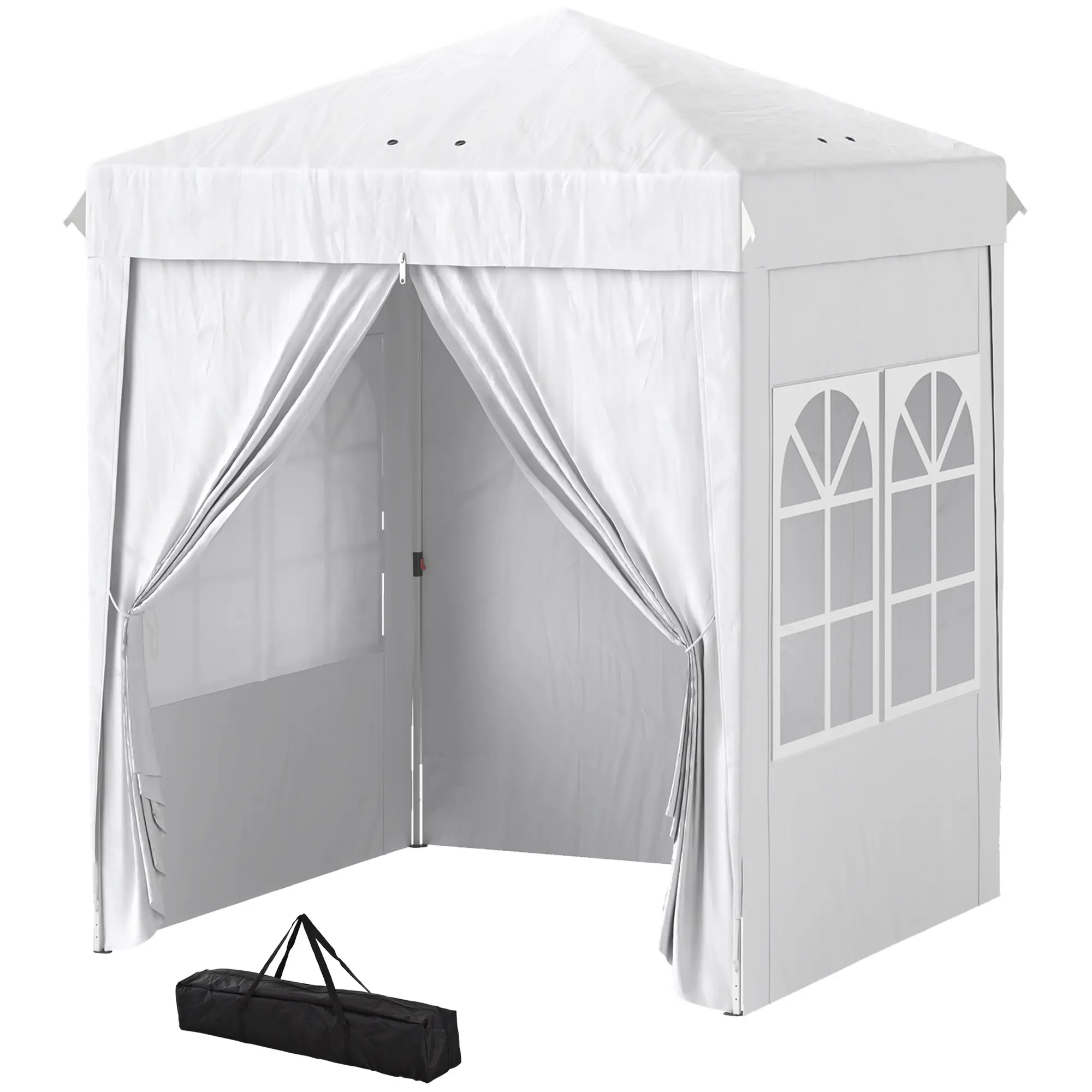 6.7' x 6.7' Pop-Up Canopy Tent, Adjustable Height, White
