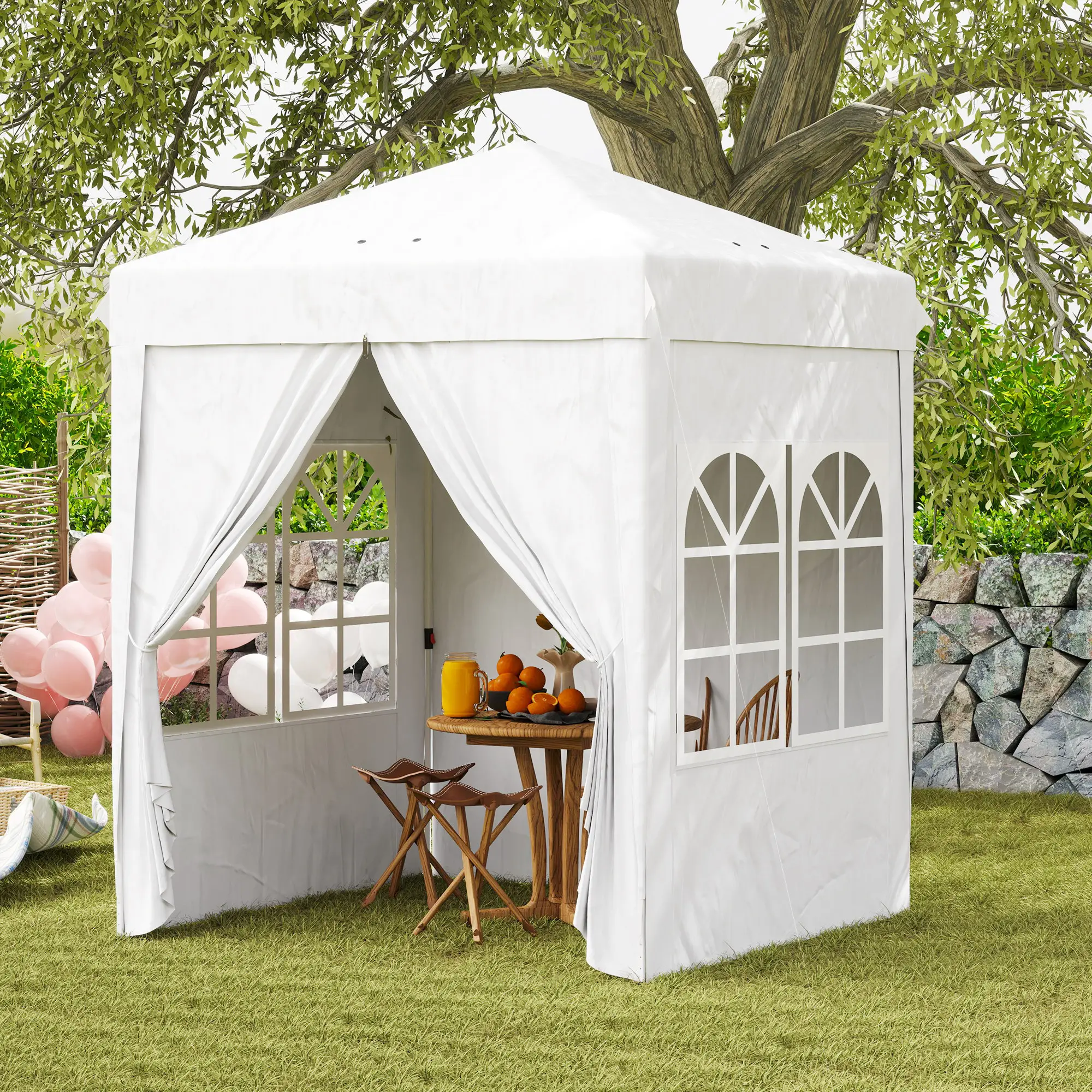 6.7' x 6.7' Pop-Up Canopy Tent, Adjustable Height, White - Image 10
