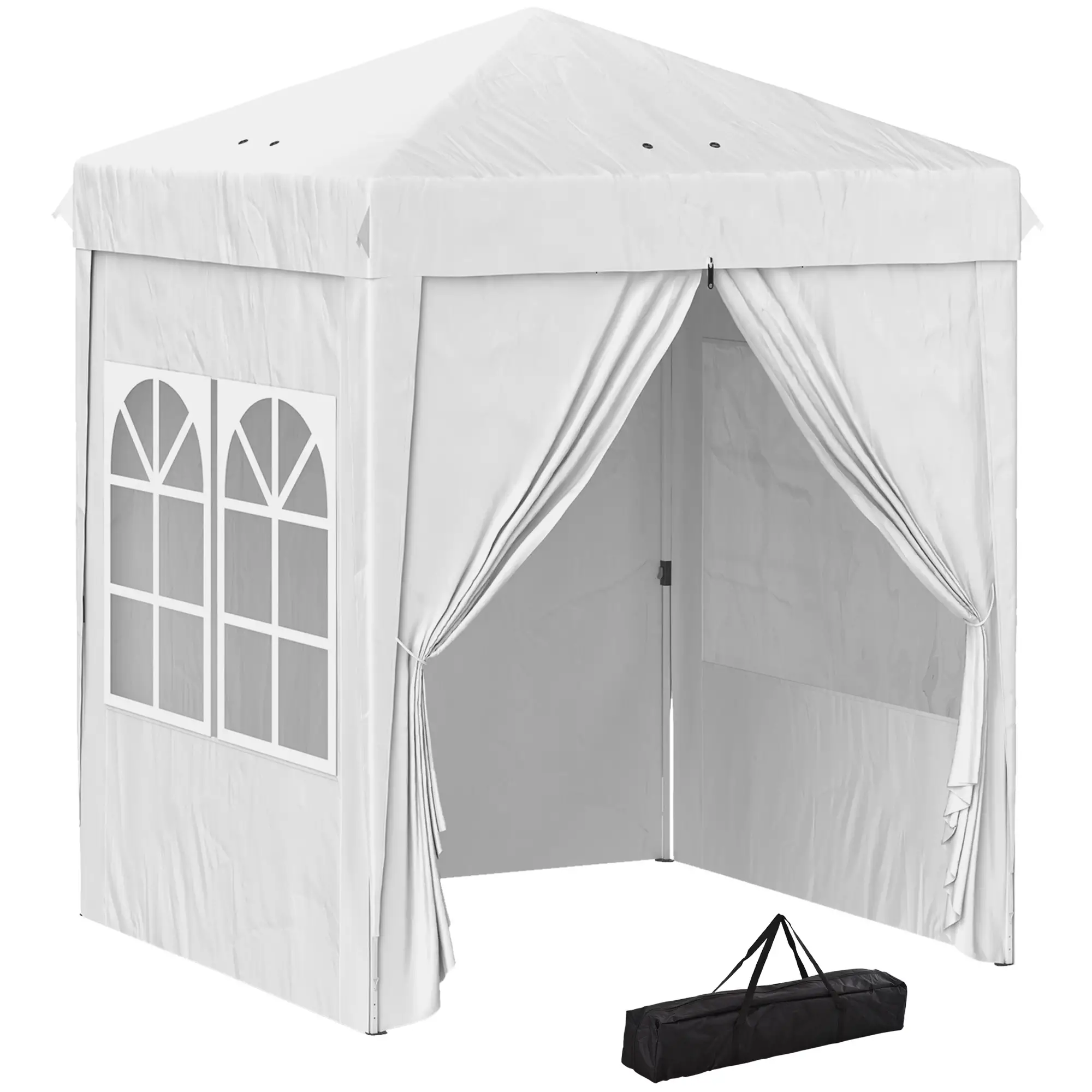 6.7' x 6.7' Pop-Up Canopy Tent, Adjustable Height, White - Image 11