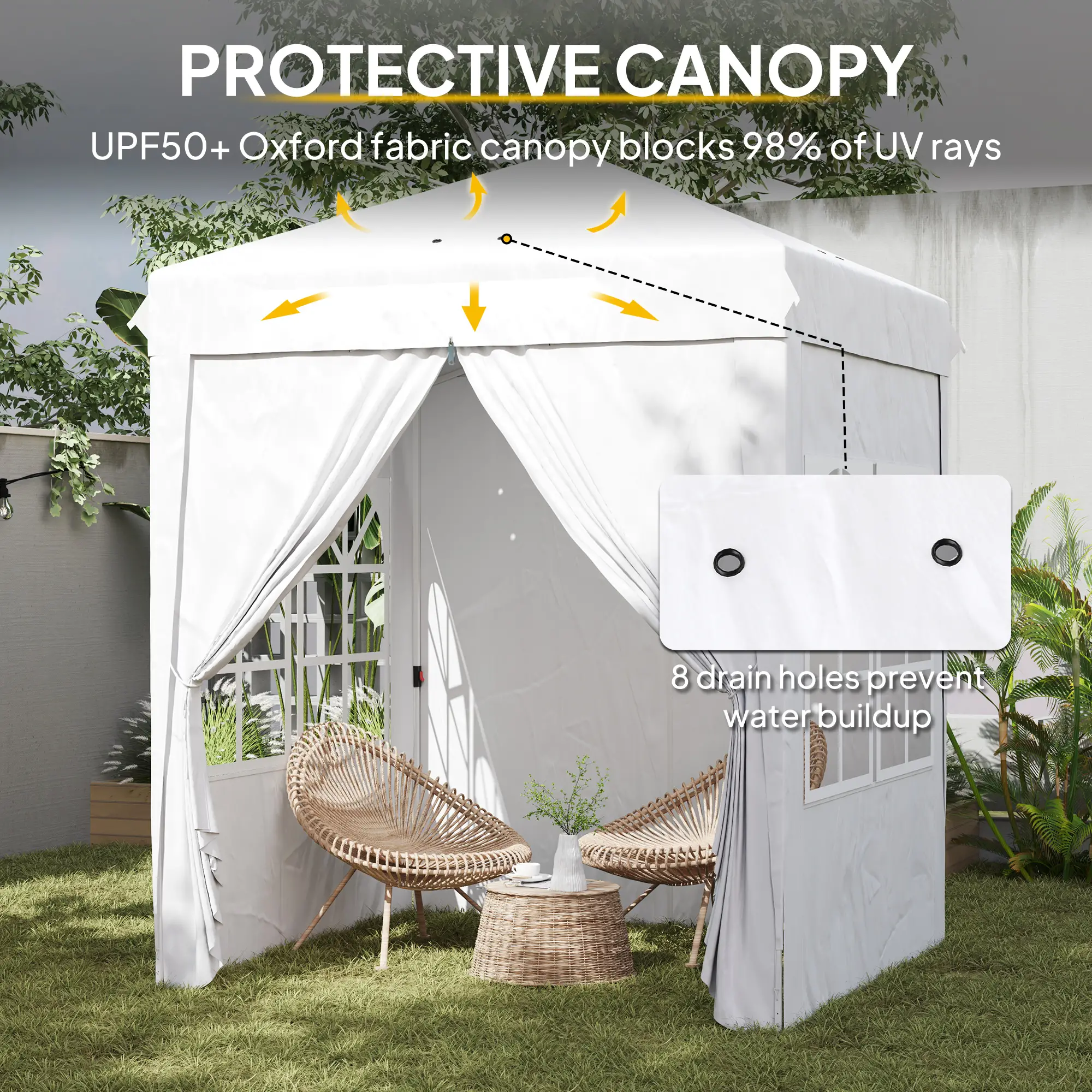 6.7' x 6.7' Pop-Up Canopy Tent, Adjustable Height, White - Image 6