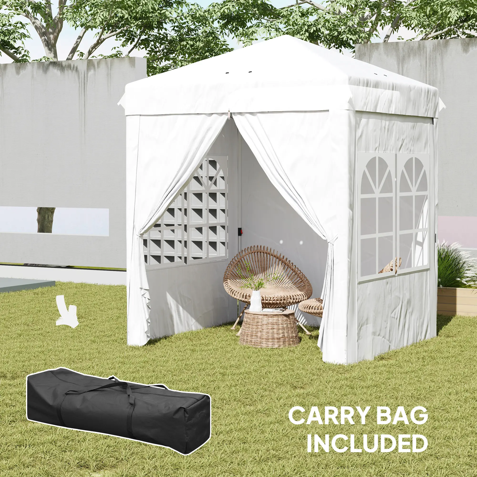 6.7' x 6.7' Pop-Up Canopy Tent, Adjustable Height, White - Image 7