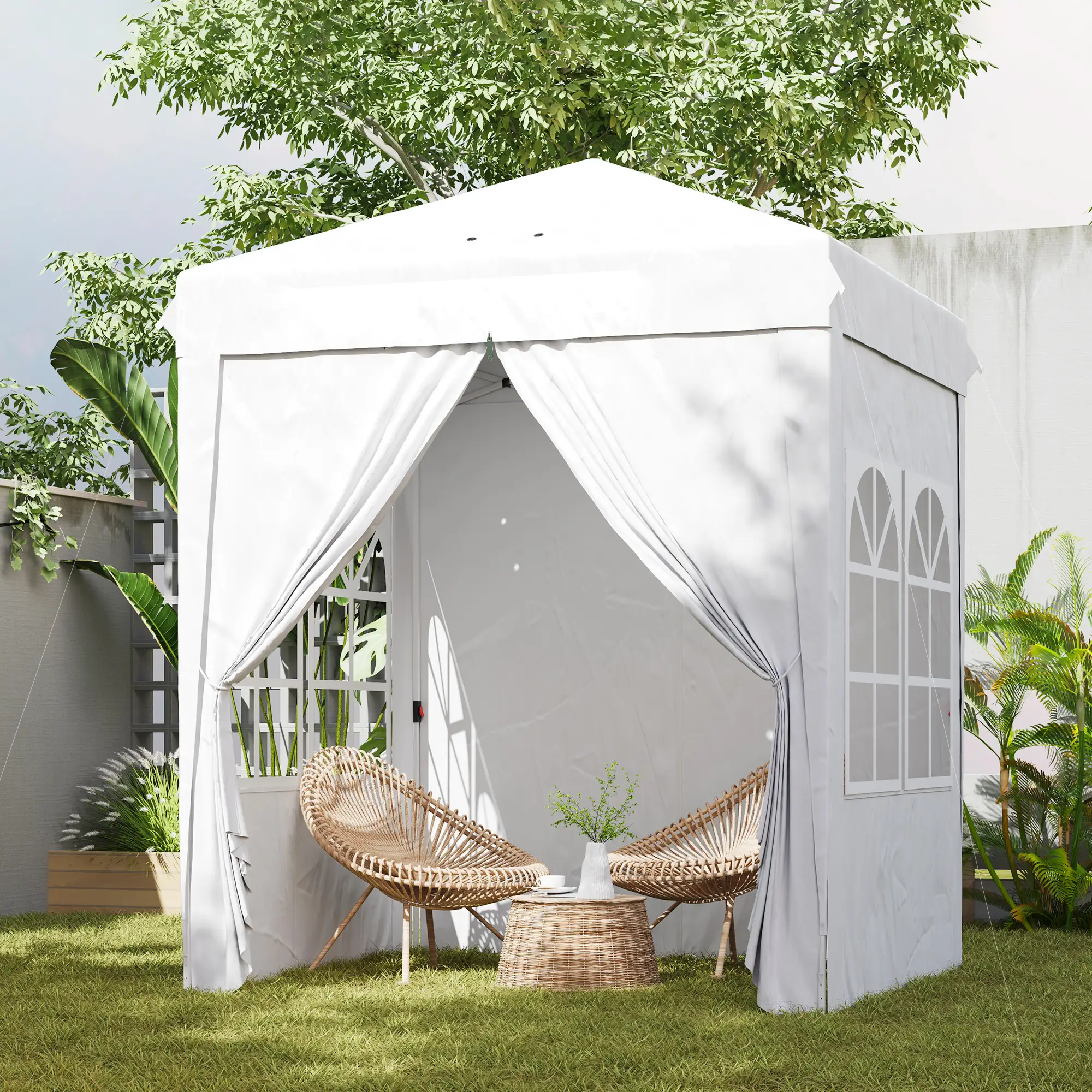 6.7' x 6.7' Pop-Up Canopy Tent, Adjustable Height, White - Image 8