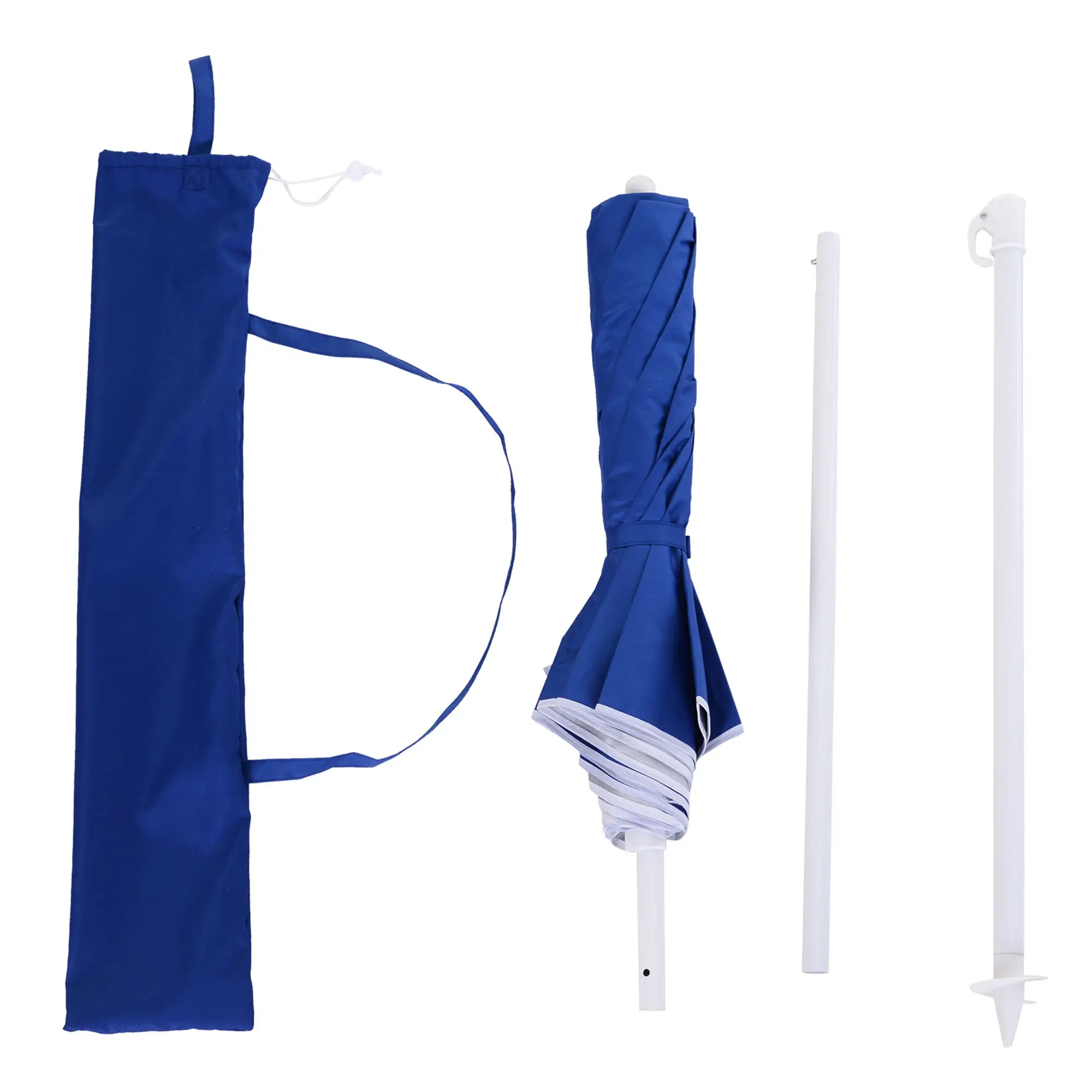 6.7ft Beach Umbrella, Push Button Tilt, Ruffled, Blue - Image 9