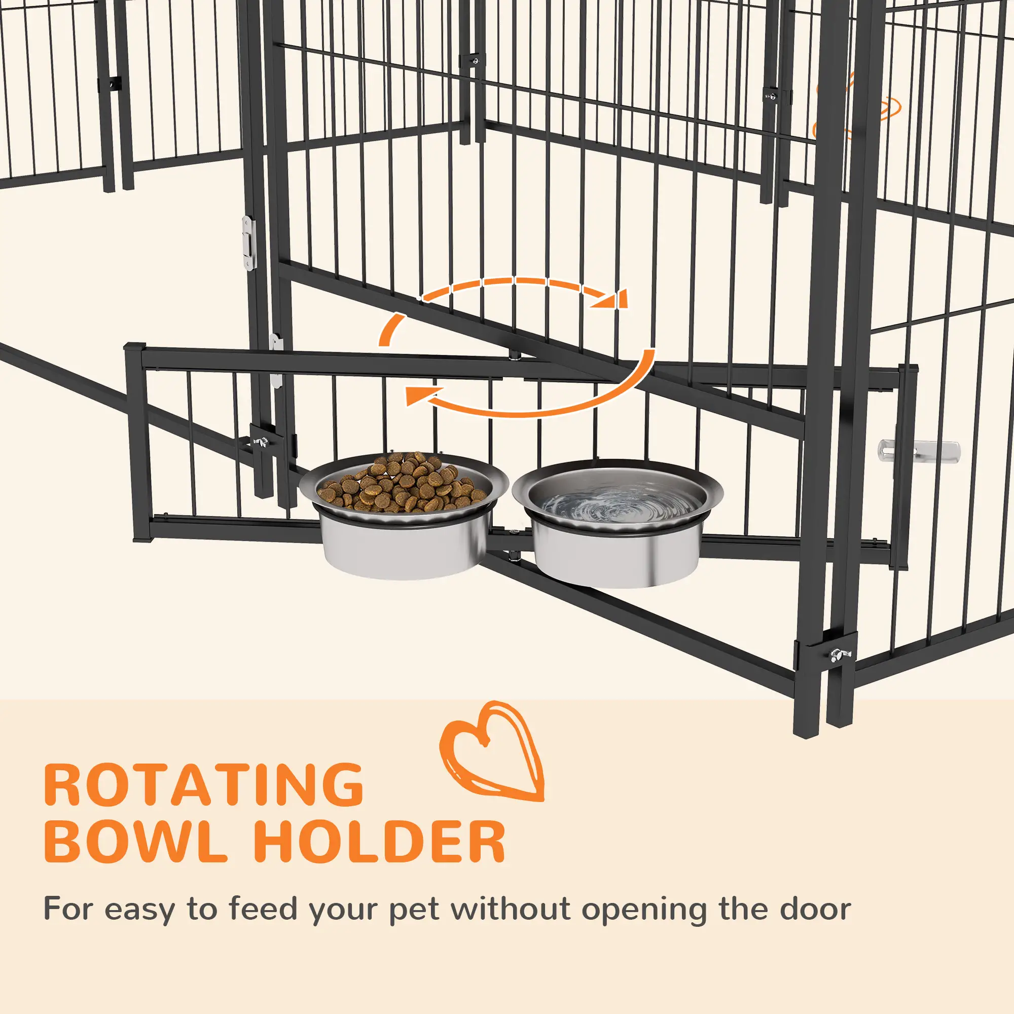 6.9' x 4.6' x 5' Outdoor Dog Kennel, Canopy, Rotating Bowls, Coffee - Image 6