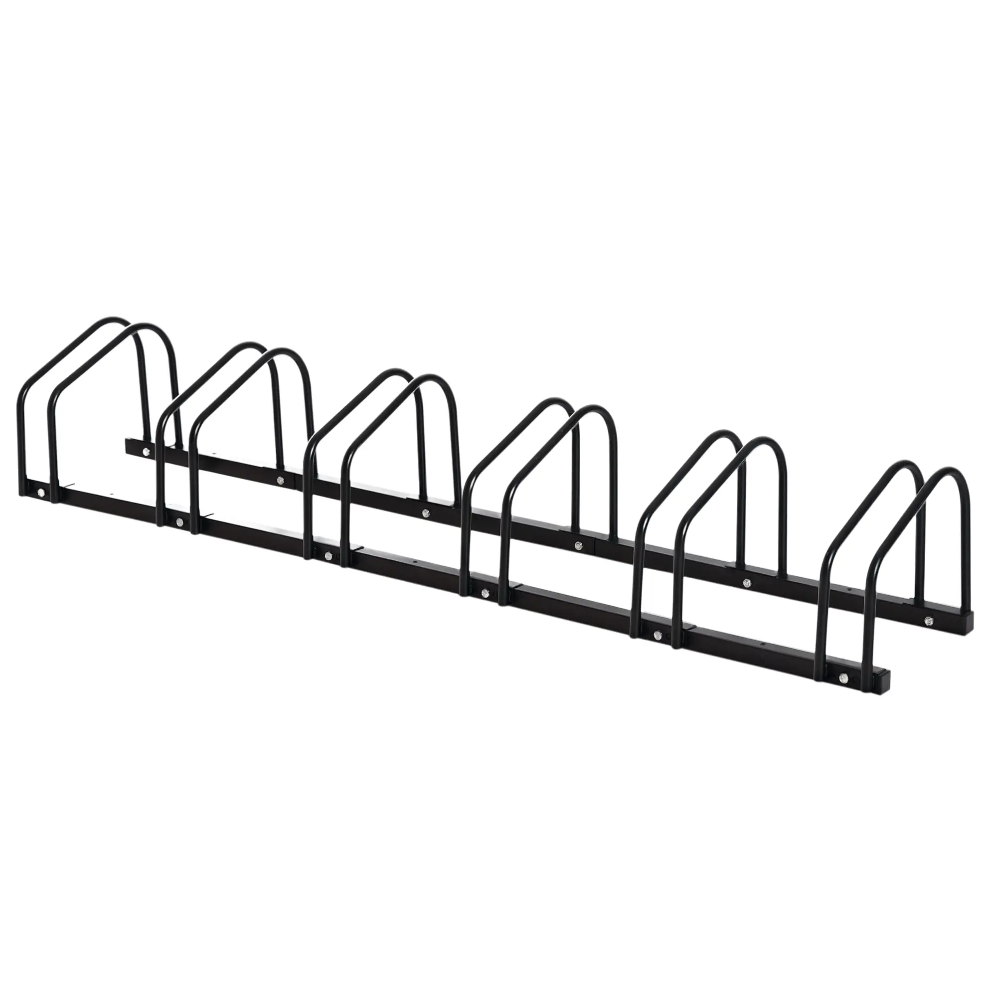 6-Bike Bicycle Floor Parking Rack, Cycling Storage Stand, Black