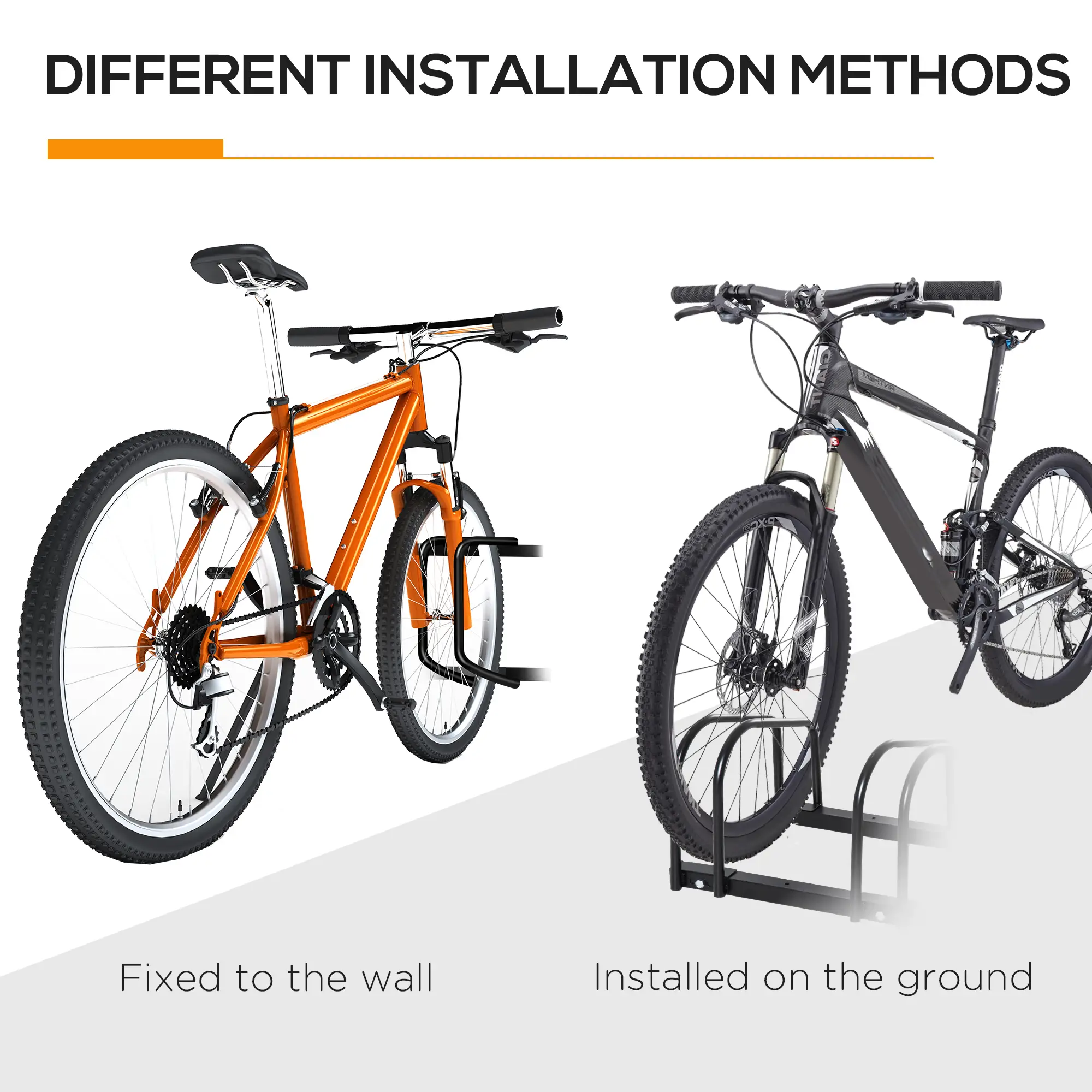 6-Bike Bicycle Floor Parking Rack, Cycling Storage Stand, Black - Image 10