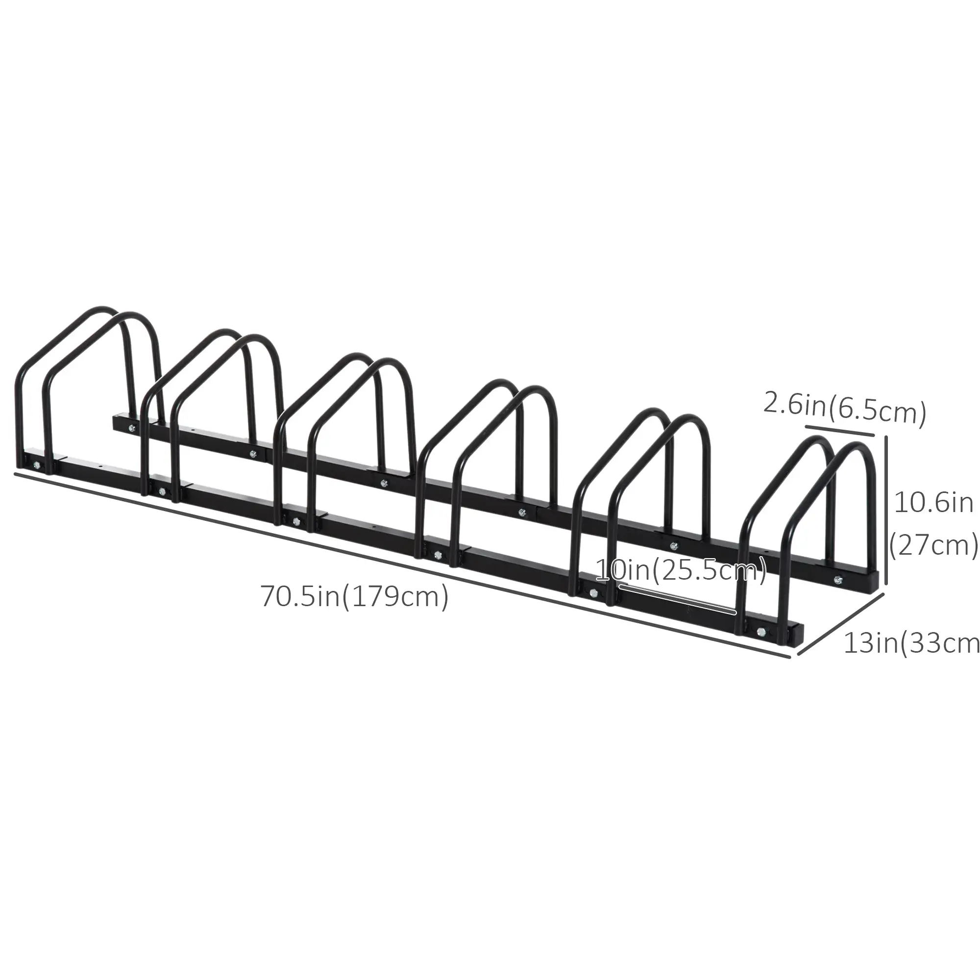 6-Bike Bicycle Floor Parking Rack, Cycling Storage Stand, Black - Image 3