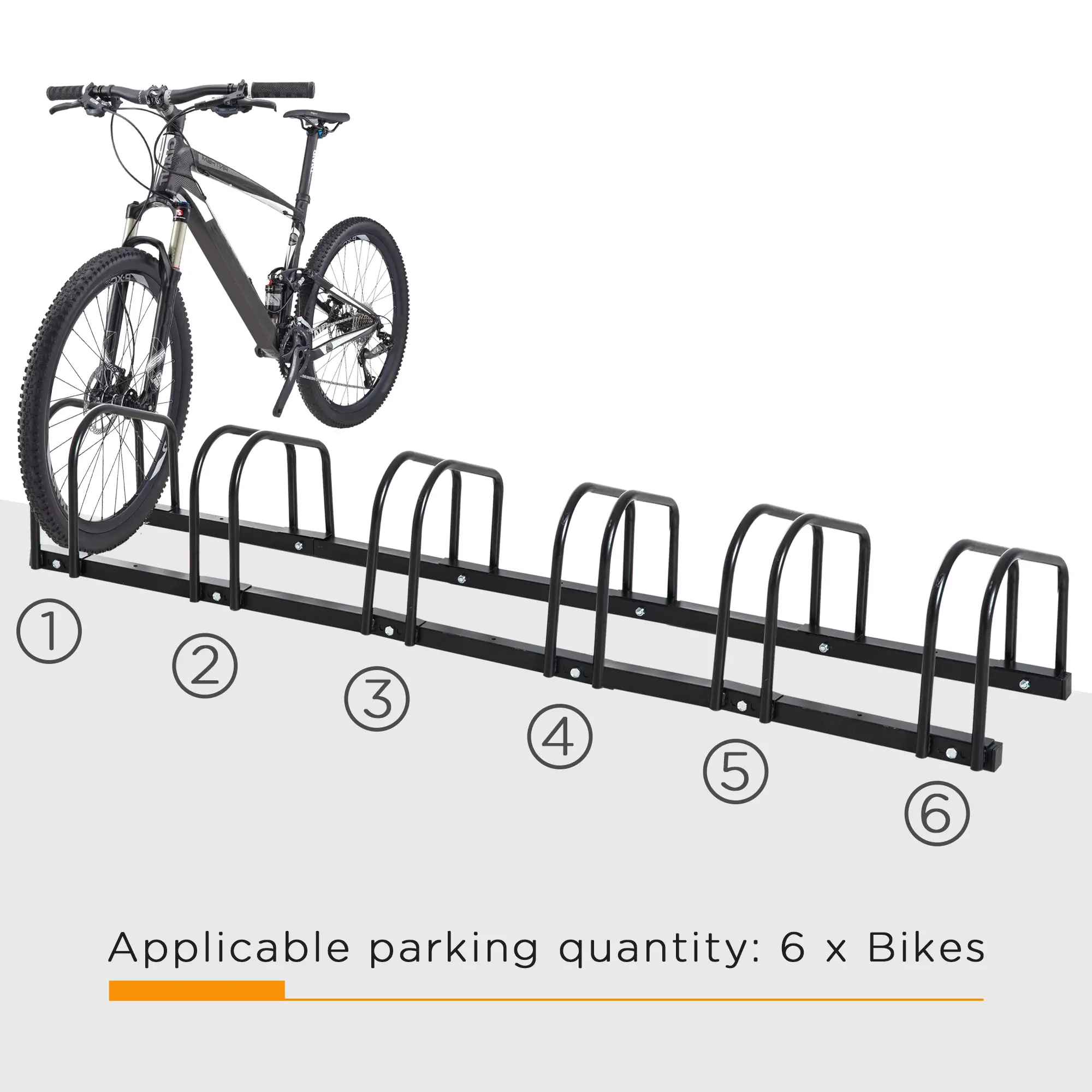 6-Bike Bicycle Floor Parking Rack, Cycling Storage Stand, Black - Image 4