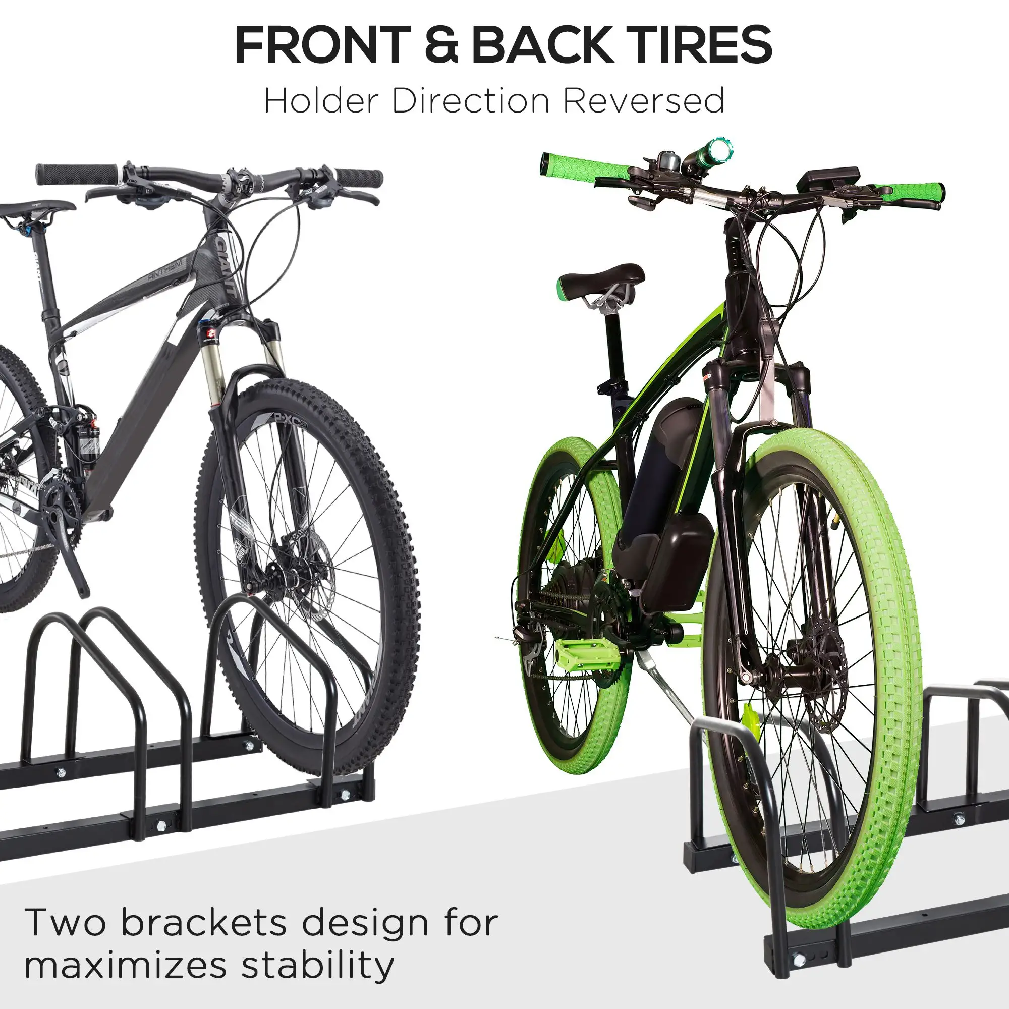 6-Bike Bicycle Floor Parking Rack, Cycling Storage Stand, Black - Image 6