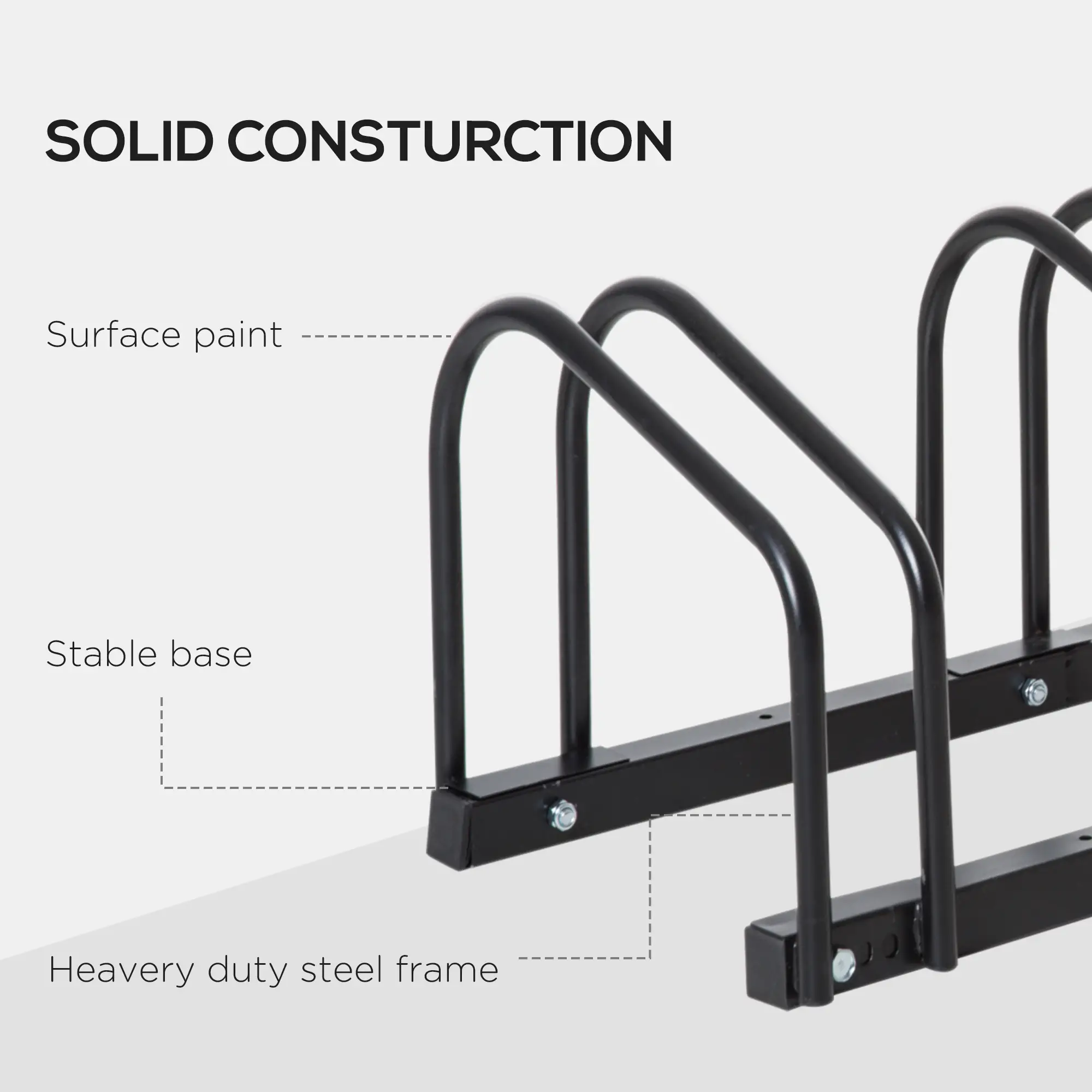 6-Bike Bicycle Floor Parking Rack, Cycling Storage Stand, Black - Image 9