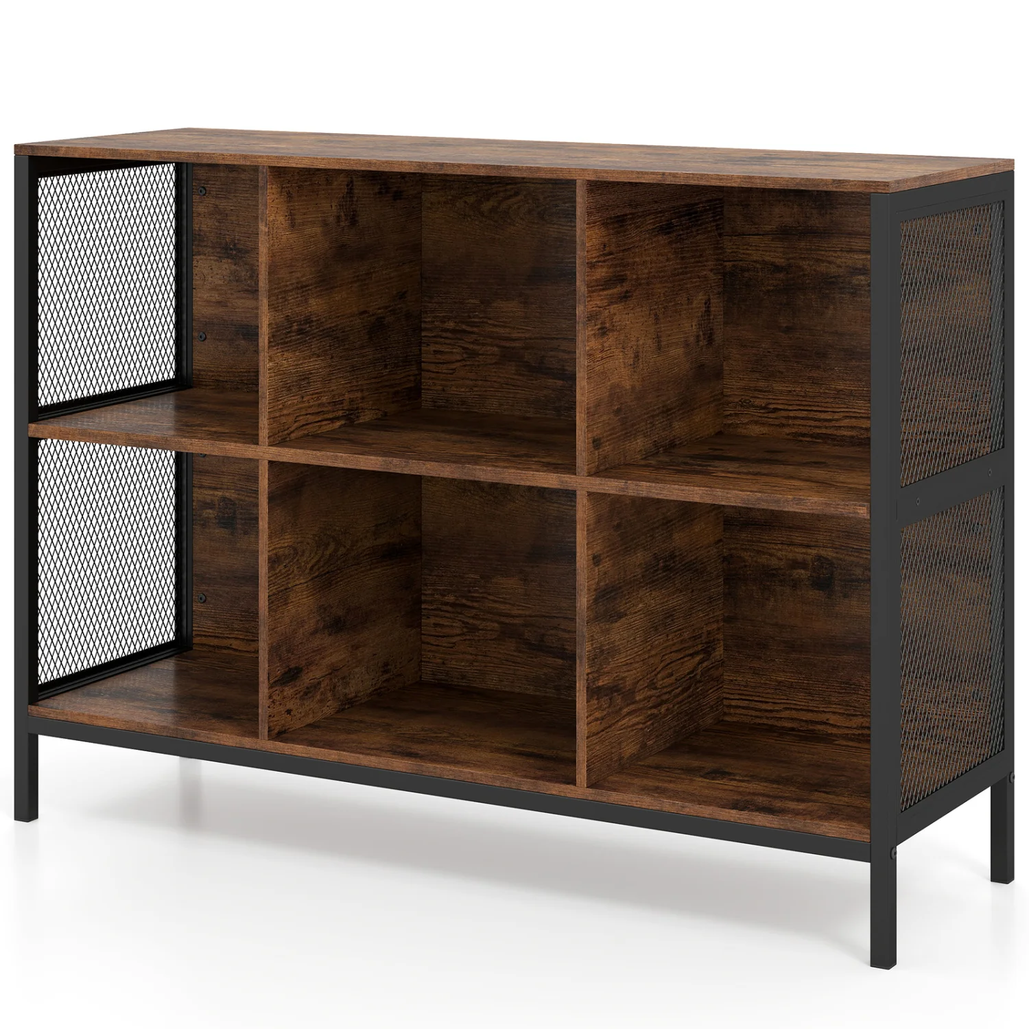 6 Cube Bookcase, 42" Wide, Horizontal Bookshelf