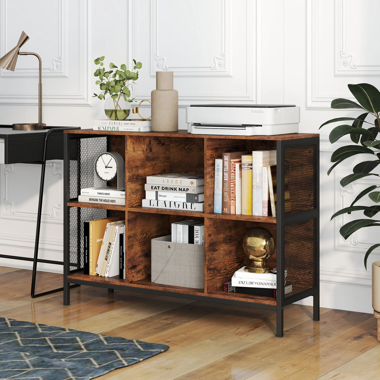 6 Cube Bookcase, 42" Wide, Horizontal Bookshelf - Image 2