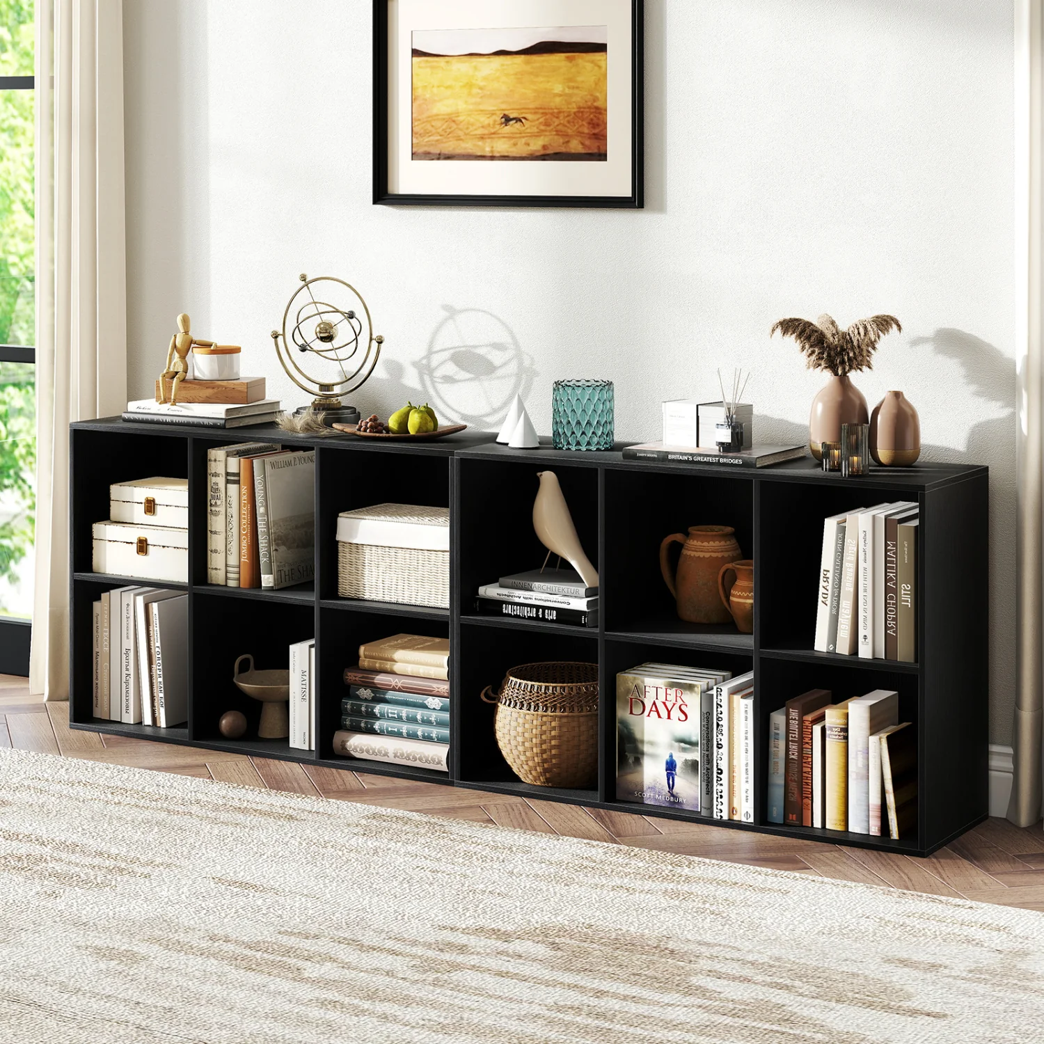 6-Cube Bookcase with Anti-Tipping Kit, Black - Image 3