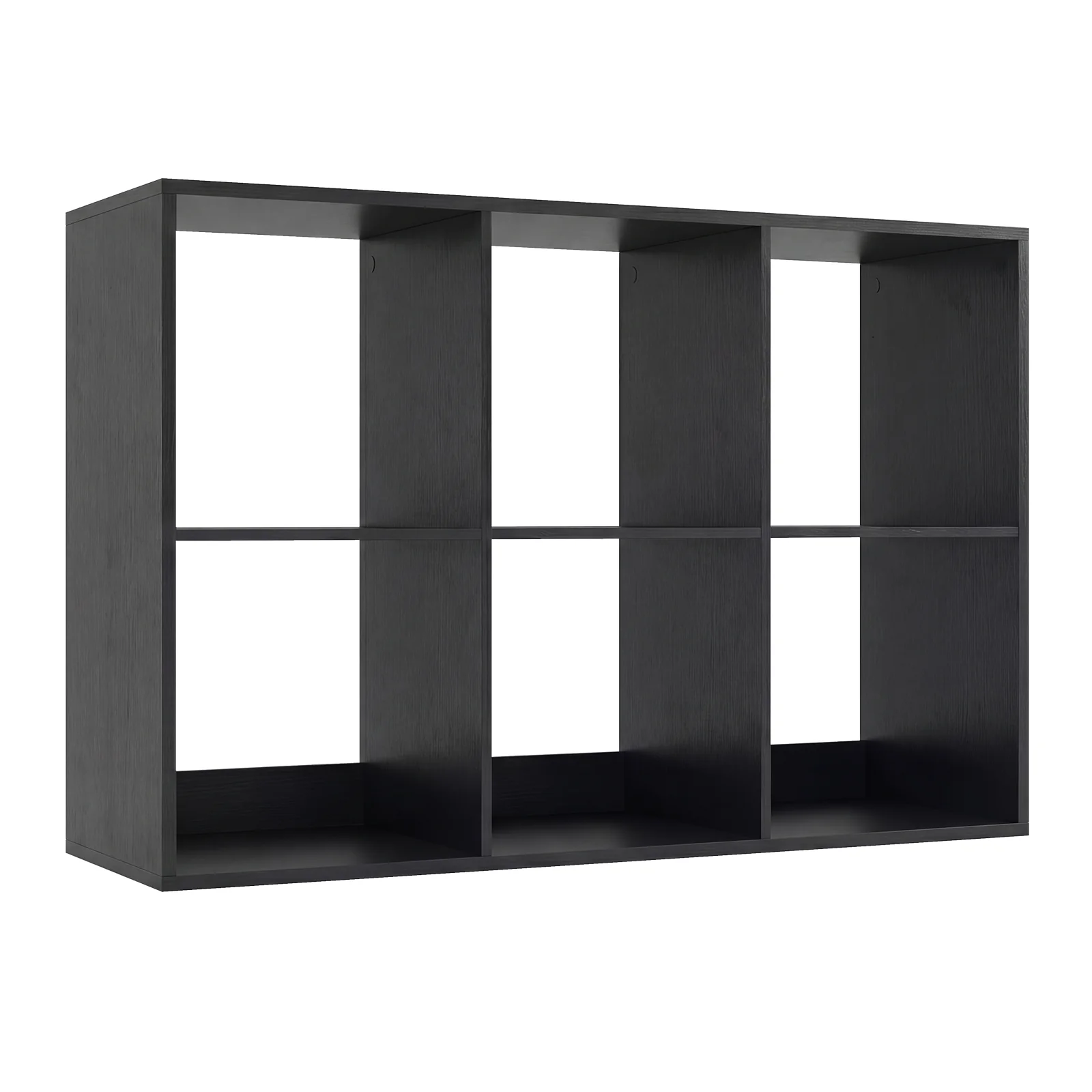 6 Cube Bookshelf With Back Guardrail, Black