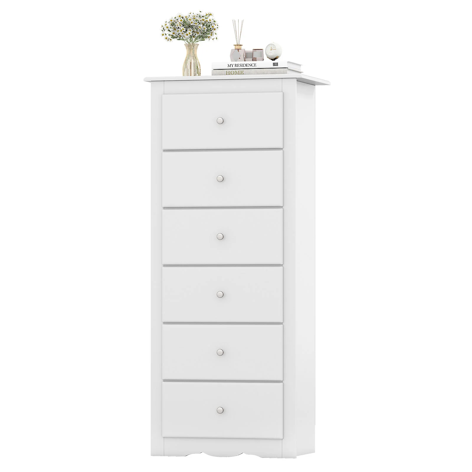 6 Drawer Chest Dresser, Bedroom Clothes Storage Cabinet, White - Image 4
