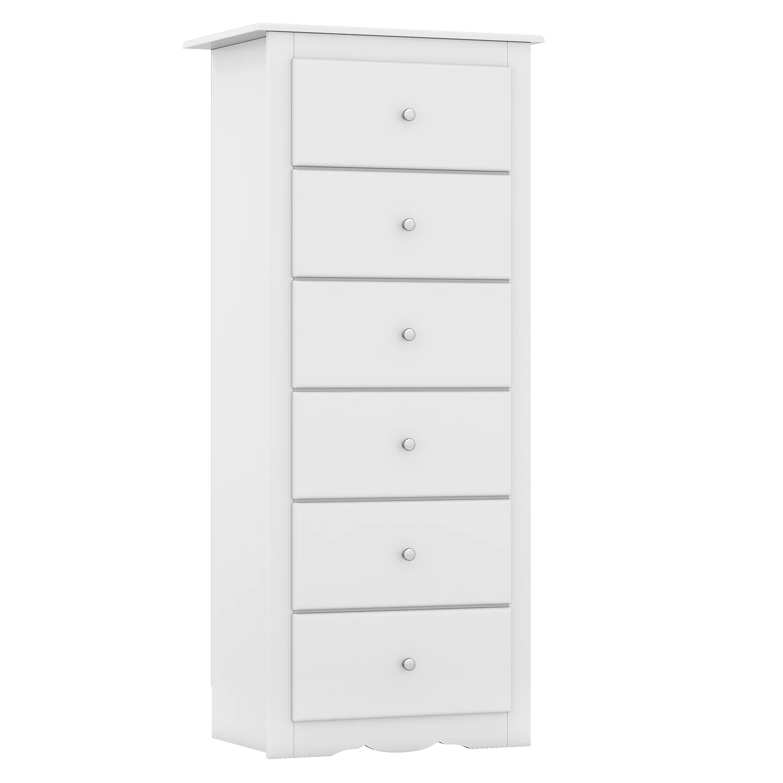 6 Drawer Chest Dresser, Bedroom Clothes Storage Cabinet, White - Image 5