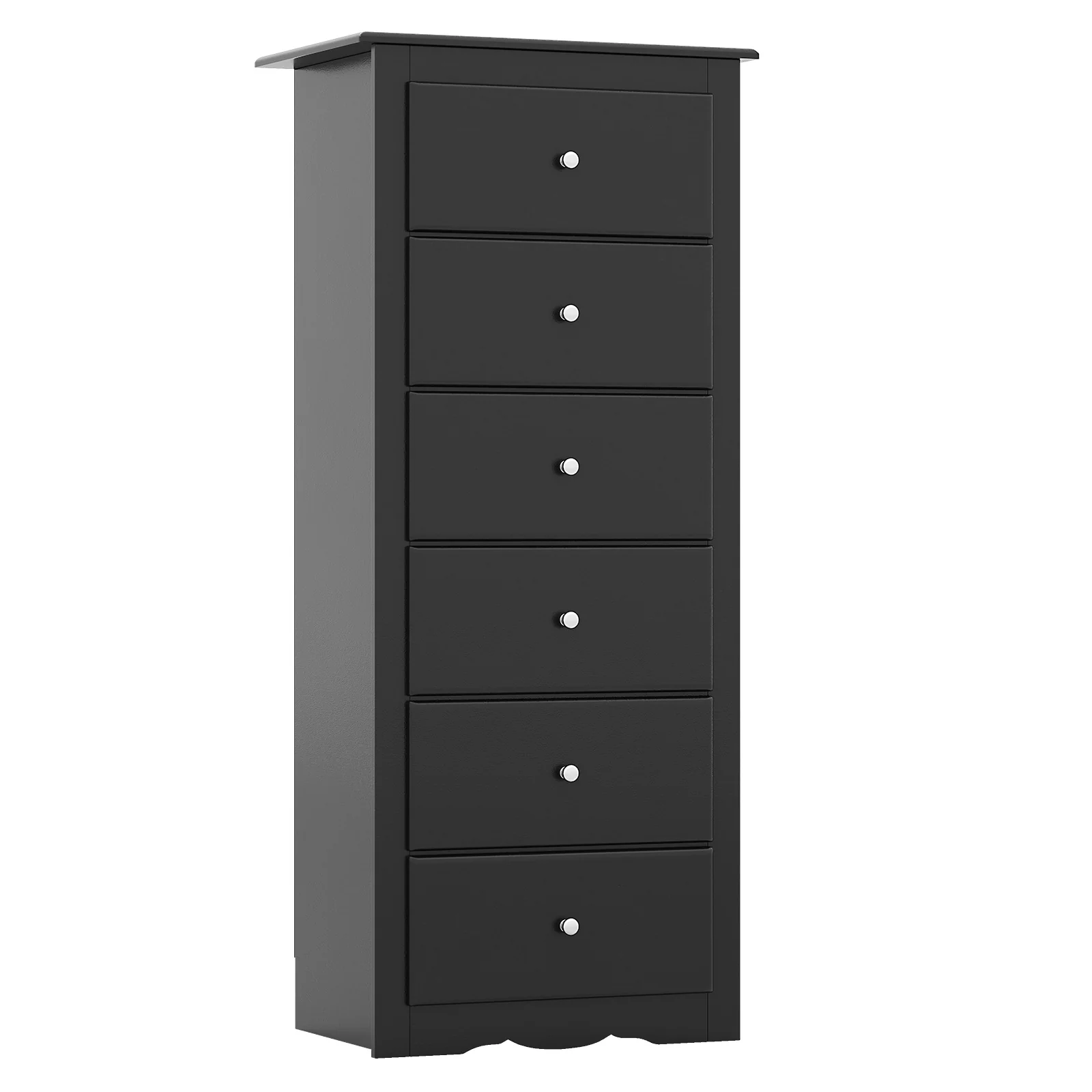 6 Drawers Chest Dresser Clothes Storage Bedroom Furniture Cabinet, Black - Image 5