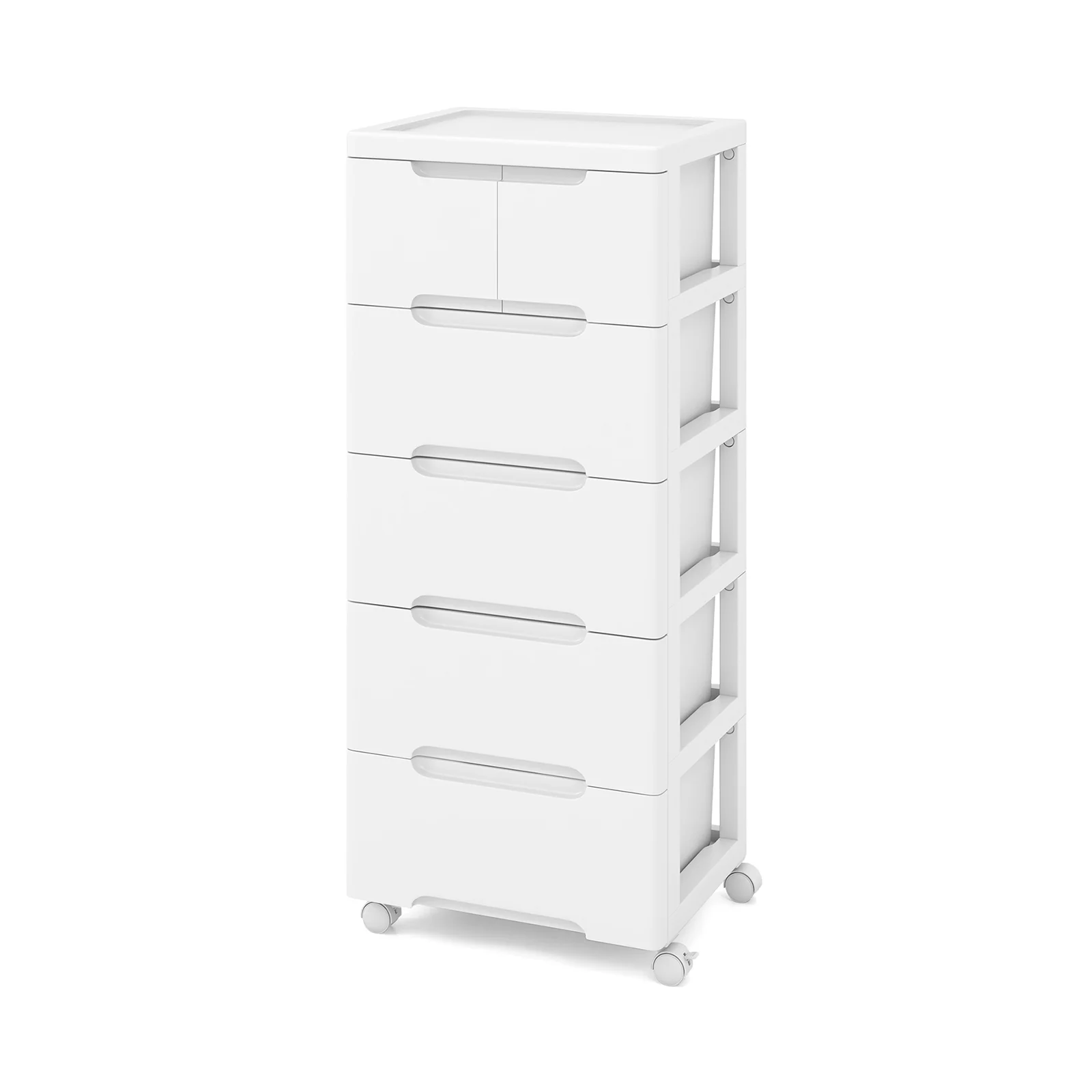 6-Drawer Rolling Storage Cabinet With Universal Wheels, White - Image 4
