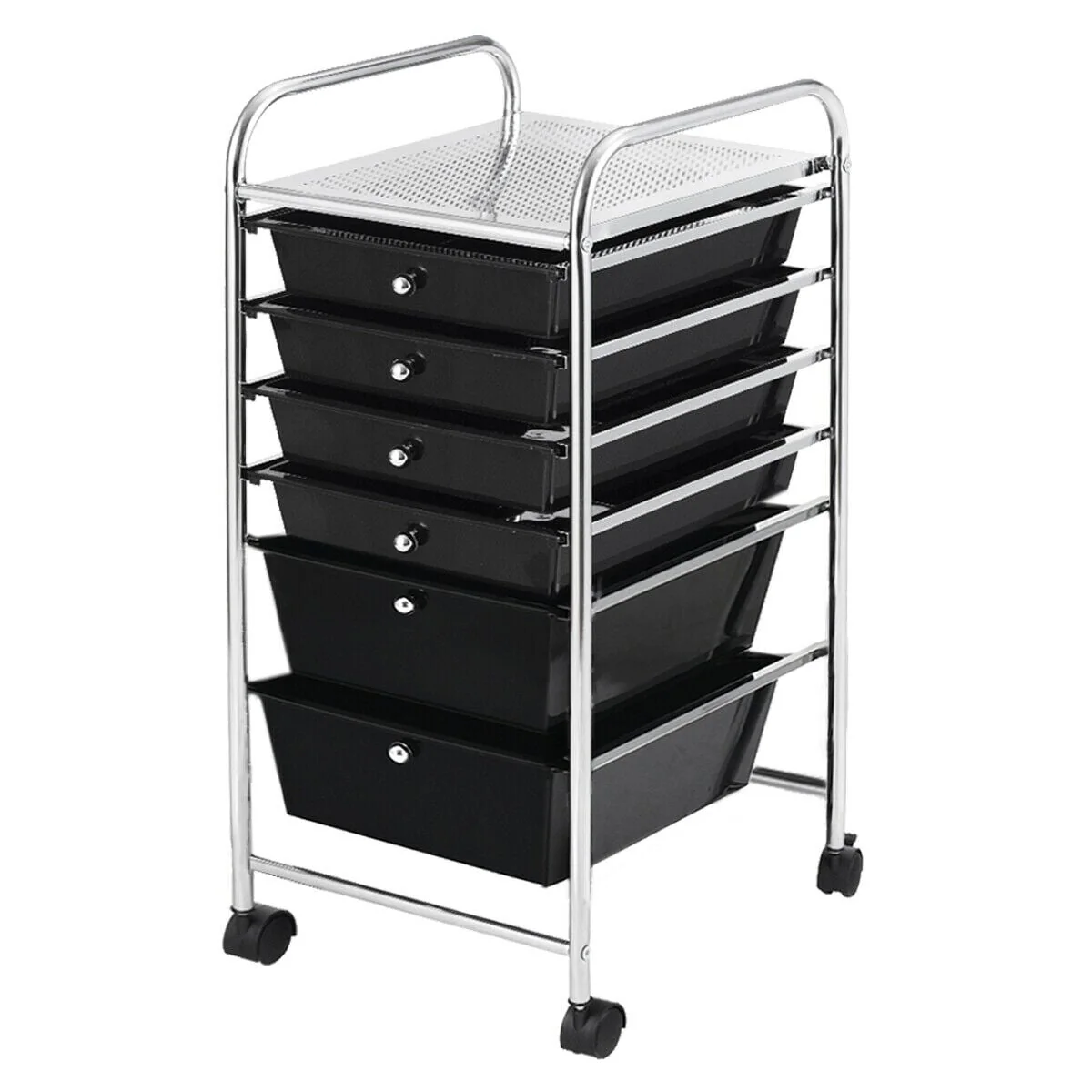 6 Drawer Rolling Storage Cart Organizer, Black - Image 4