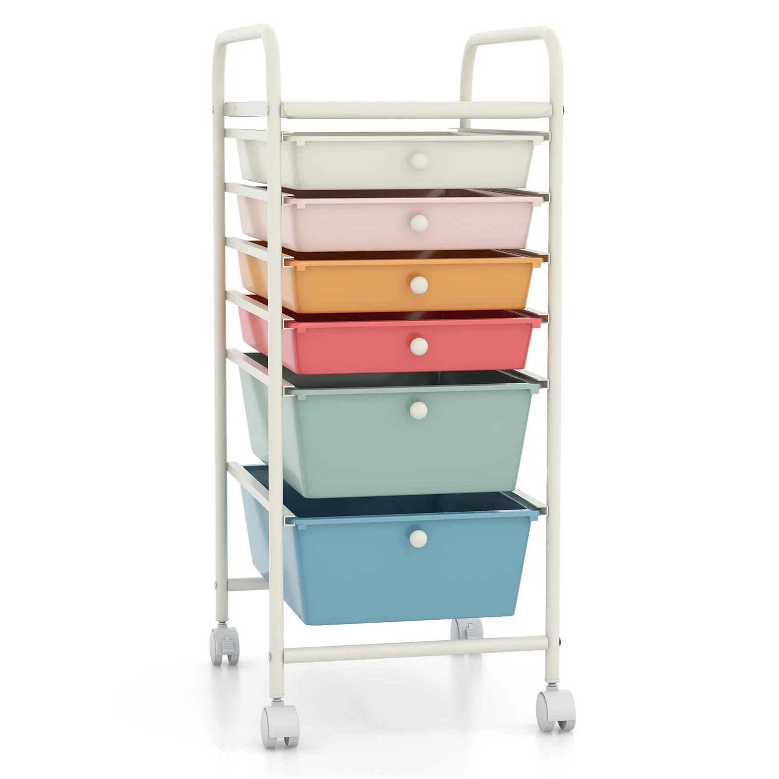 6 Drawer Rolling Storage Cart Organizer, Multicolor, Macaron - Image 4