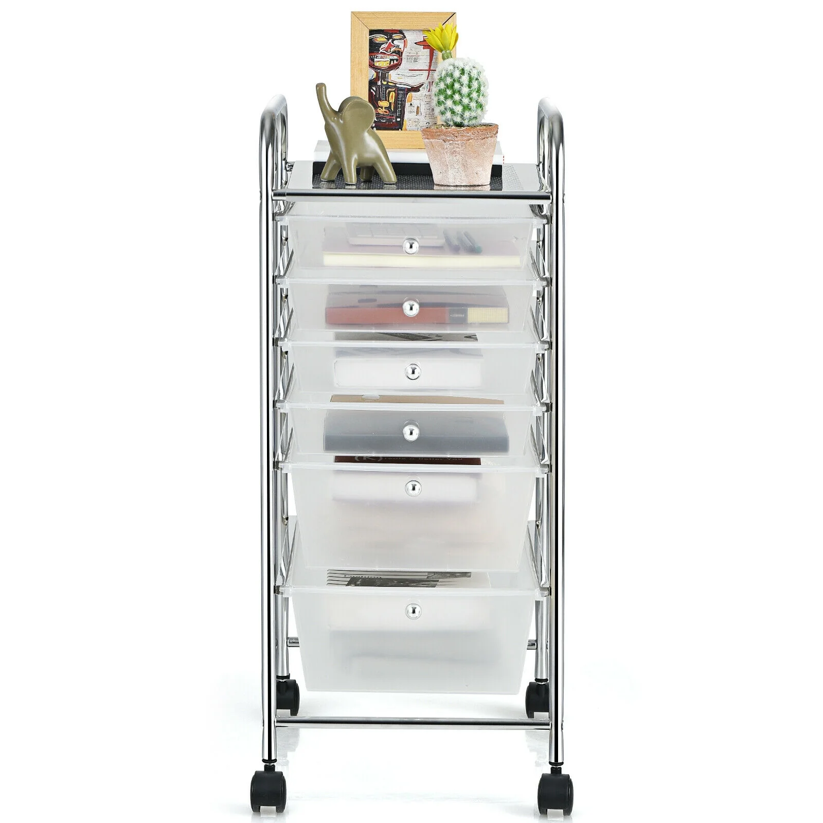 6 Drawer Rolling Storage Cart Organizer, Transparent - Image 10