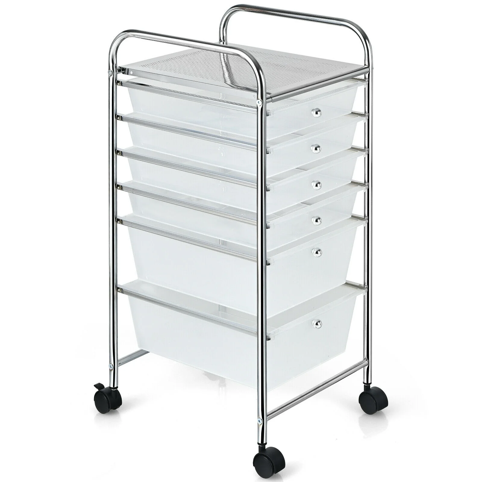 6 Drawer Rolling Storage Cart Organizer, Transparent - Image 7