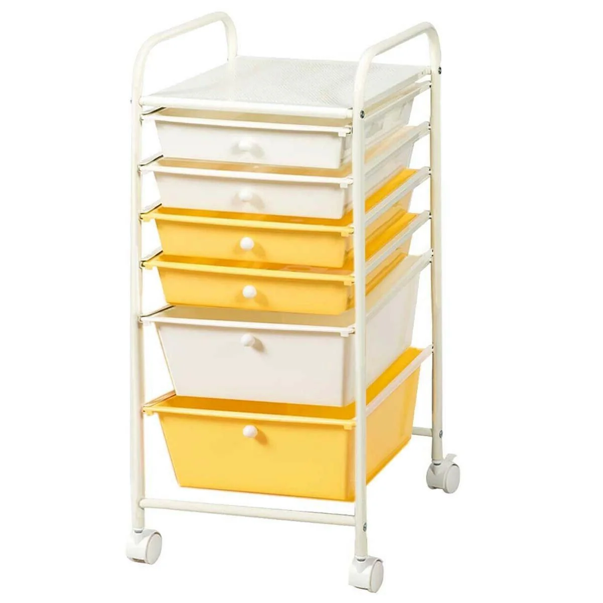 6 Drawer Rolling Storage Cart Organizer, Yellow
