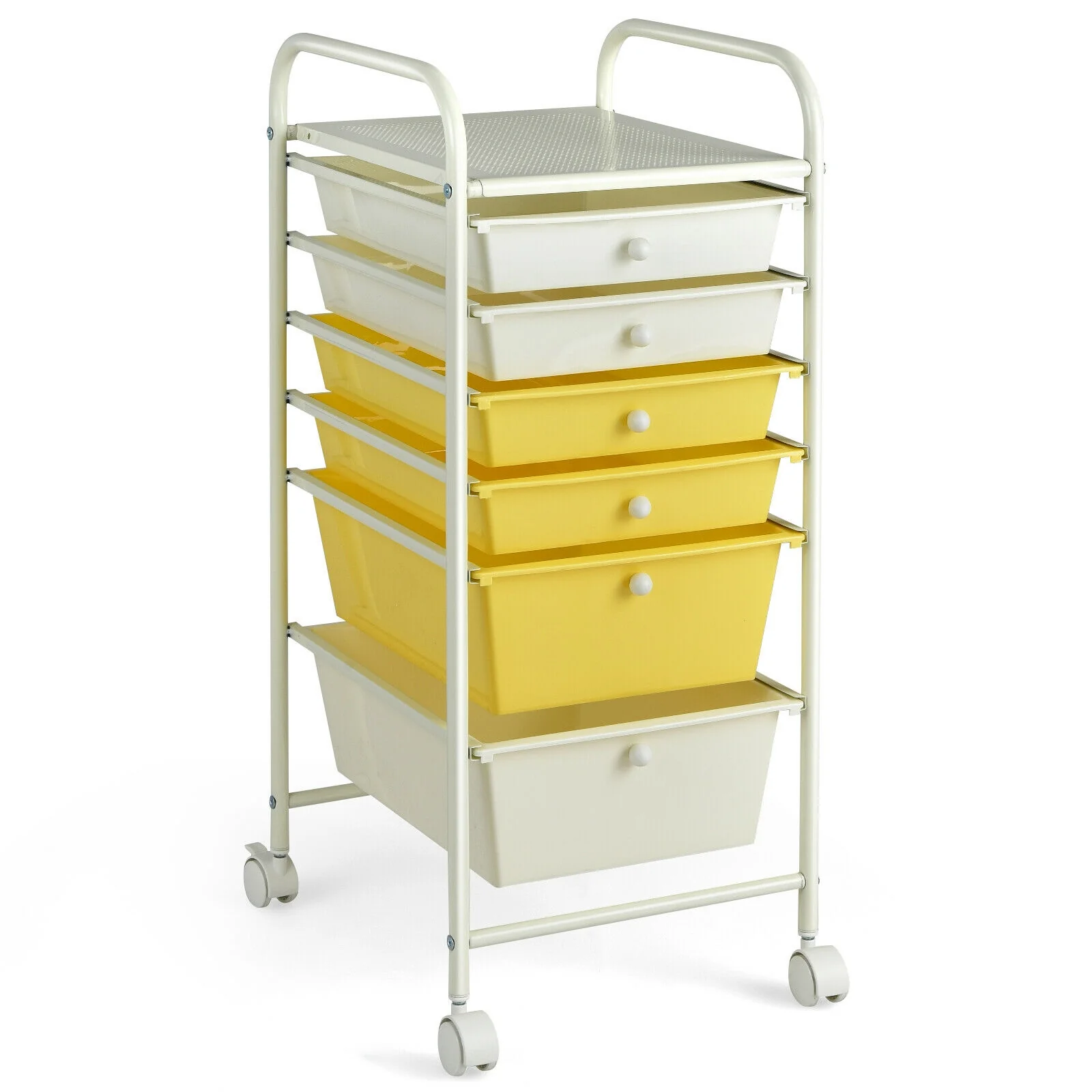 6 Drawer Rolling Storage Cart Organizer, Yellow - Image 7