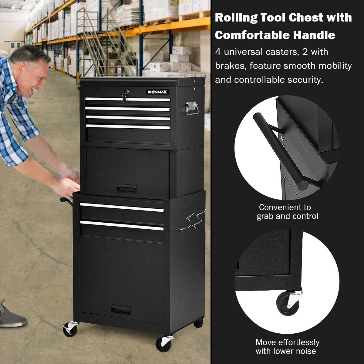6-Drawer Tool Chest With Heightening Cabinet, Black - Image 10