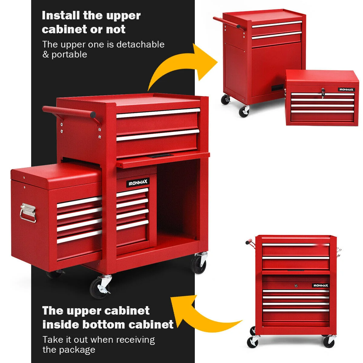 6-Drawer Tool Chest With Heightening Cabinet, Red - Image 3