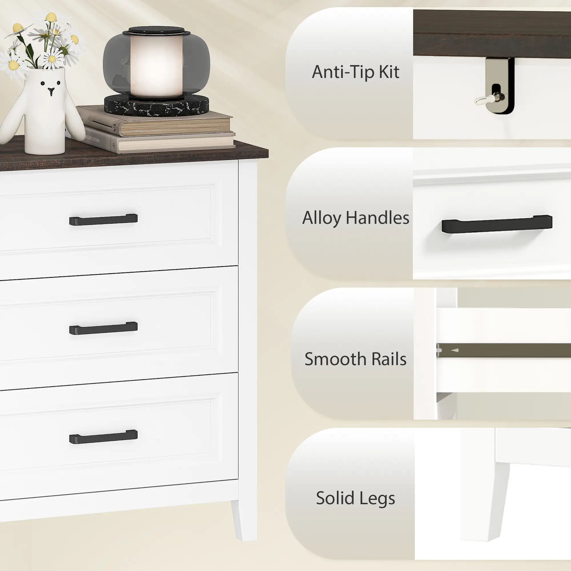 6-Drawer Wide Dresser Chest for Bedroom Living Room Closet - Image 5