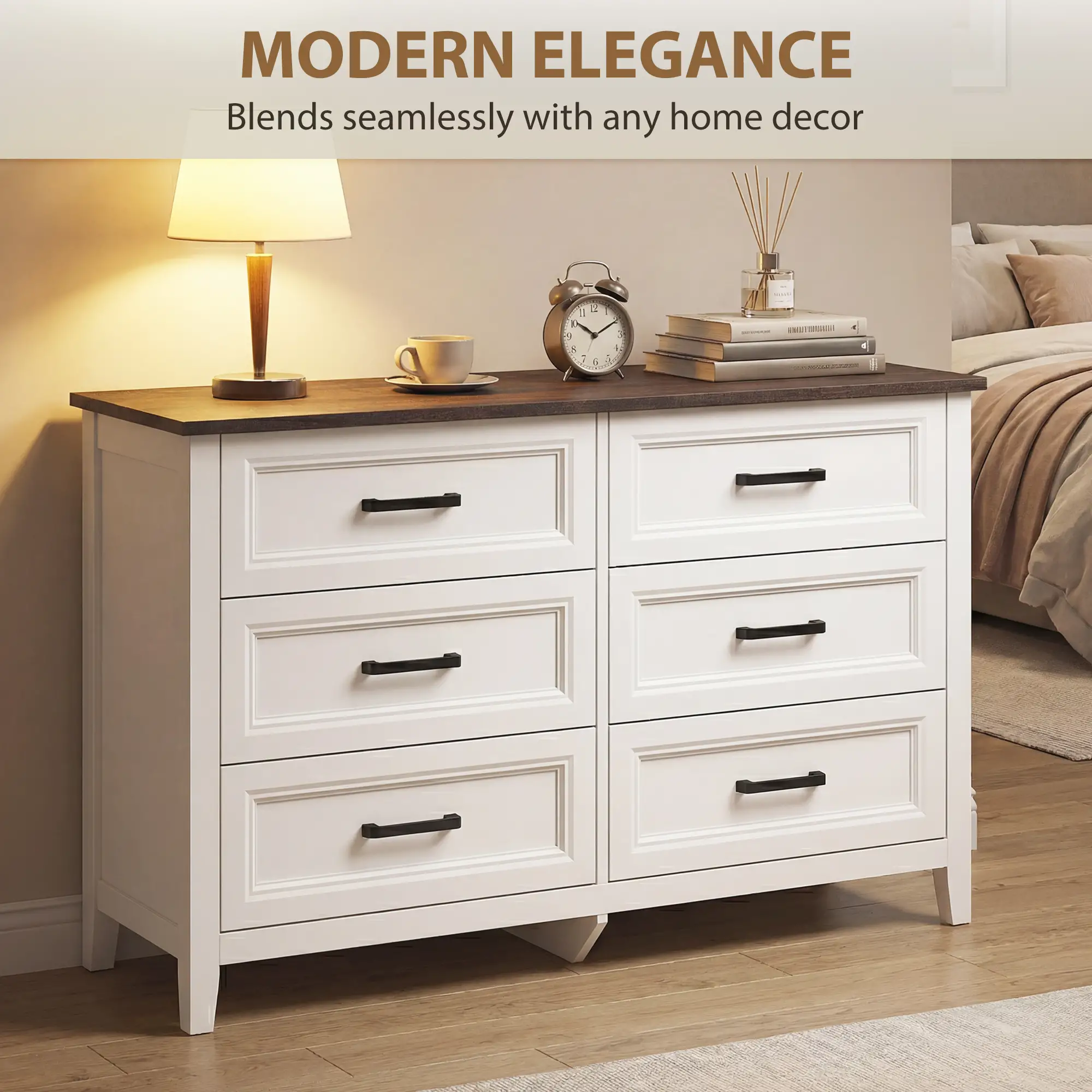 6-Drawer Wide Dresser Chest for Bedroom Living Room Closet - Image 6