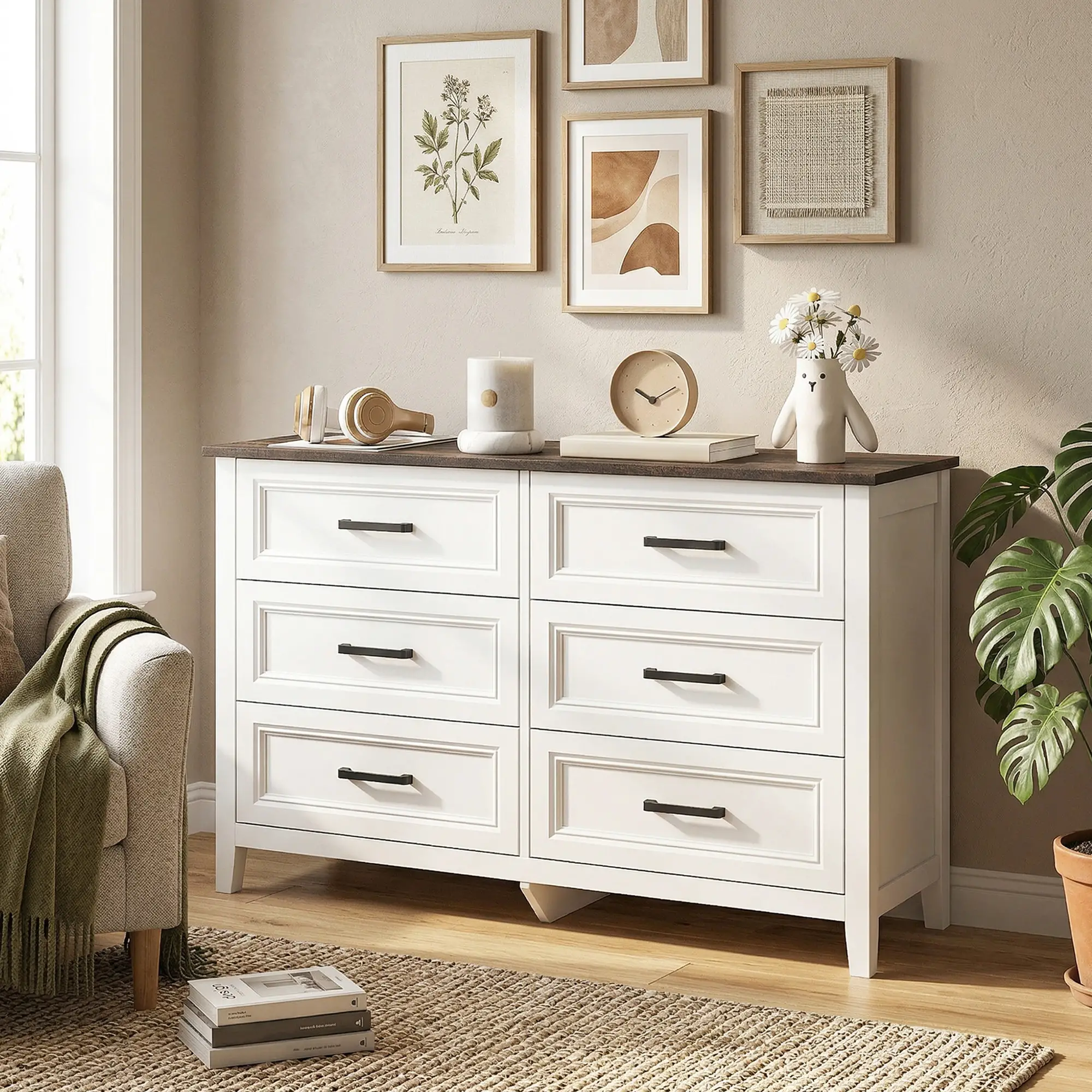 6-Drawer Wide Dresser Chest for Bedroom Living Room Closet - Image 7