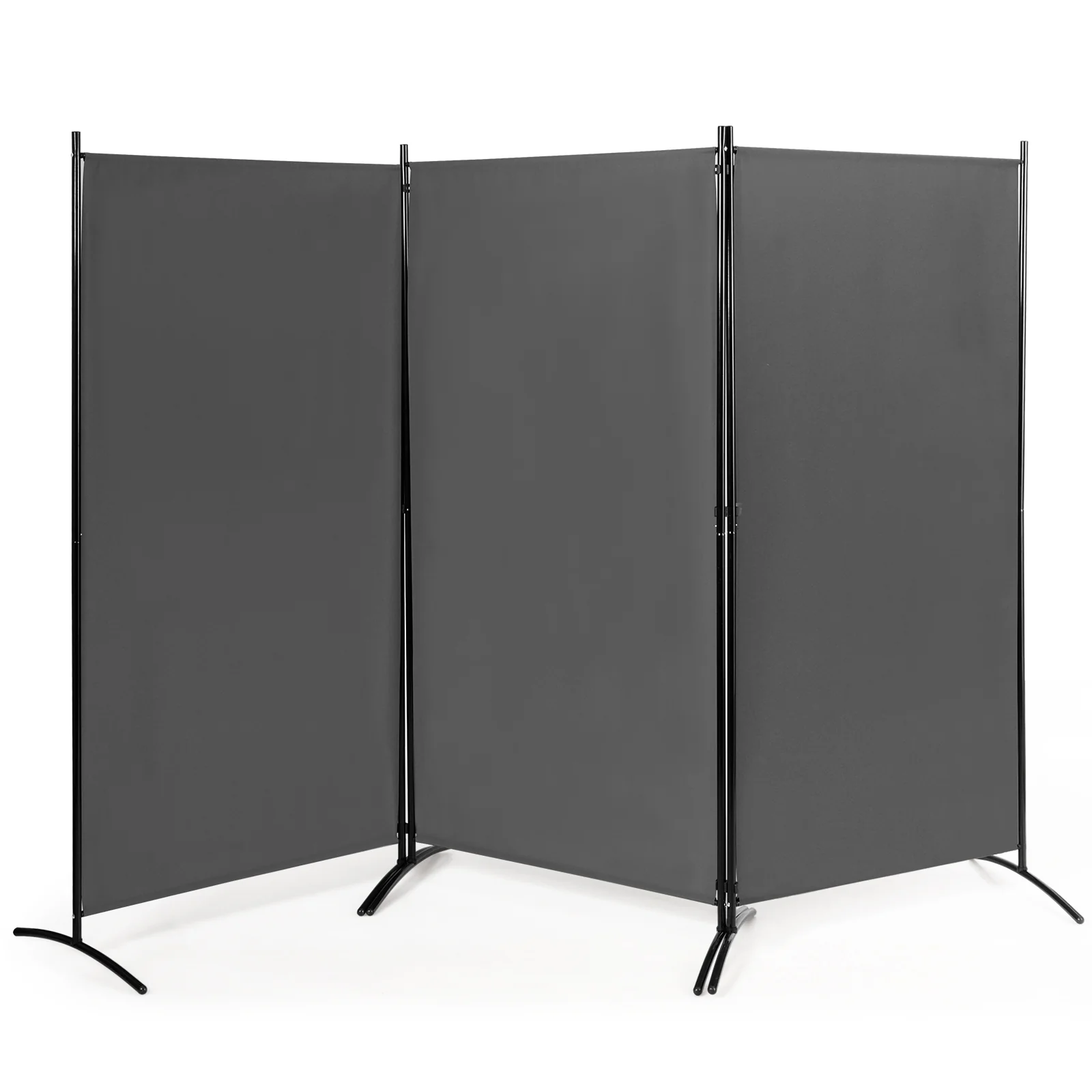 6 Feet 3 Panel Room Divider, Durable Hinges Steel Base, Gray