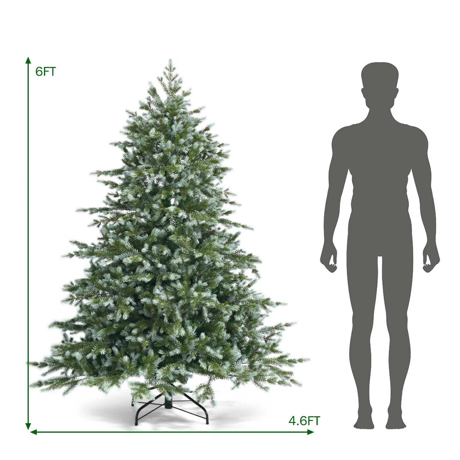 6 Feet Artificial Christmas Spruce Hinged Tree, Green - Image 5
